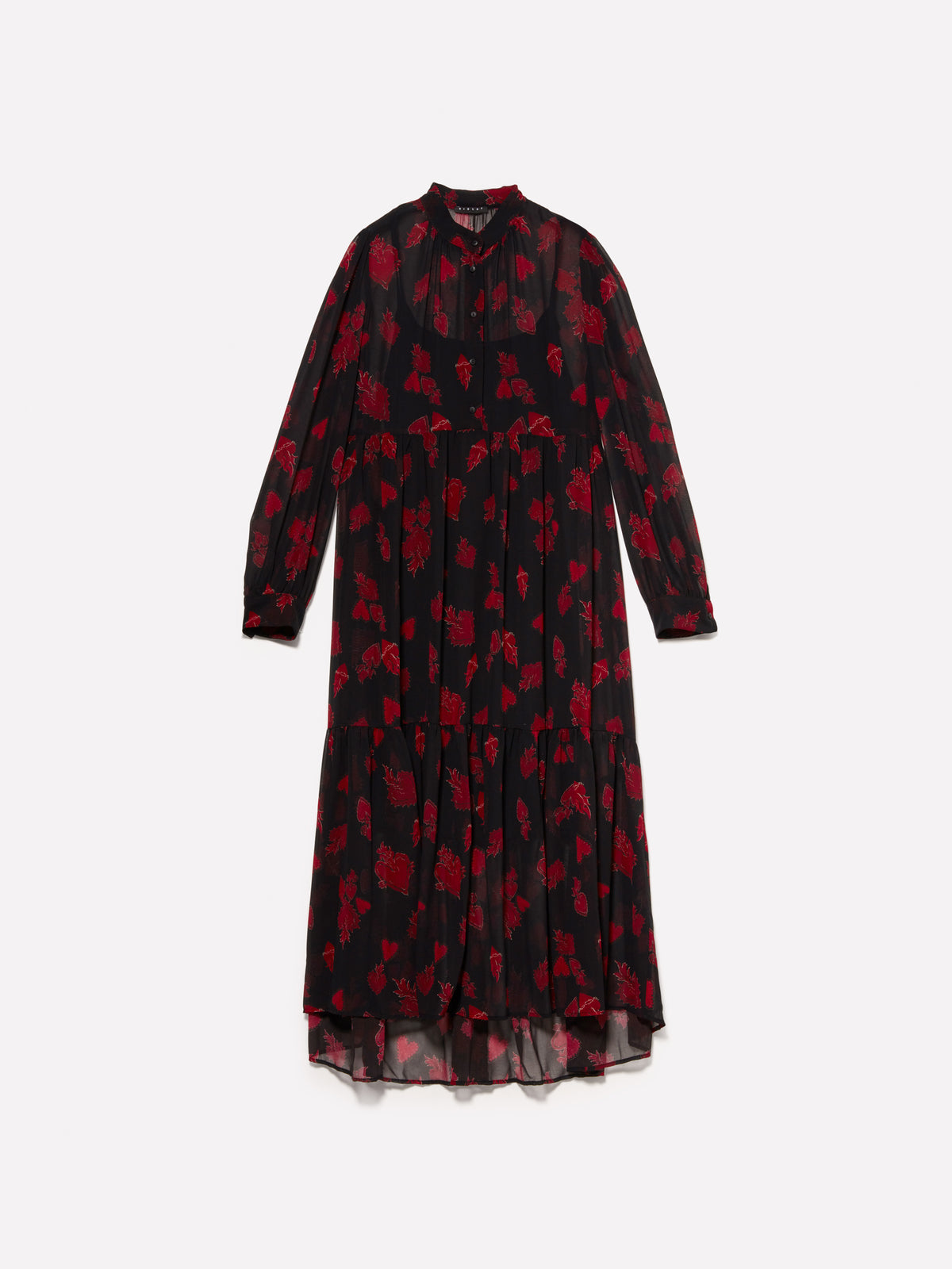 Vestito chemisier in chiffon con cuori