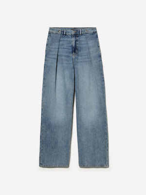 Jeans wide leg con pieghe