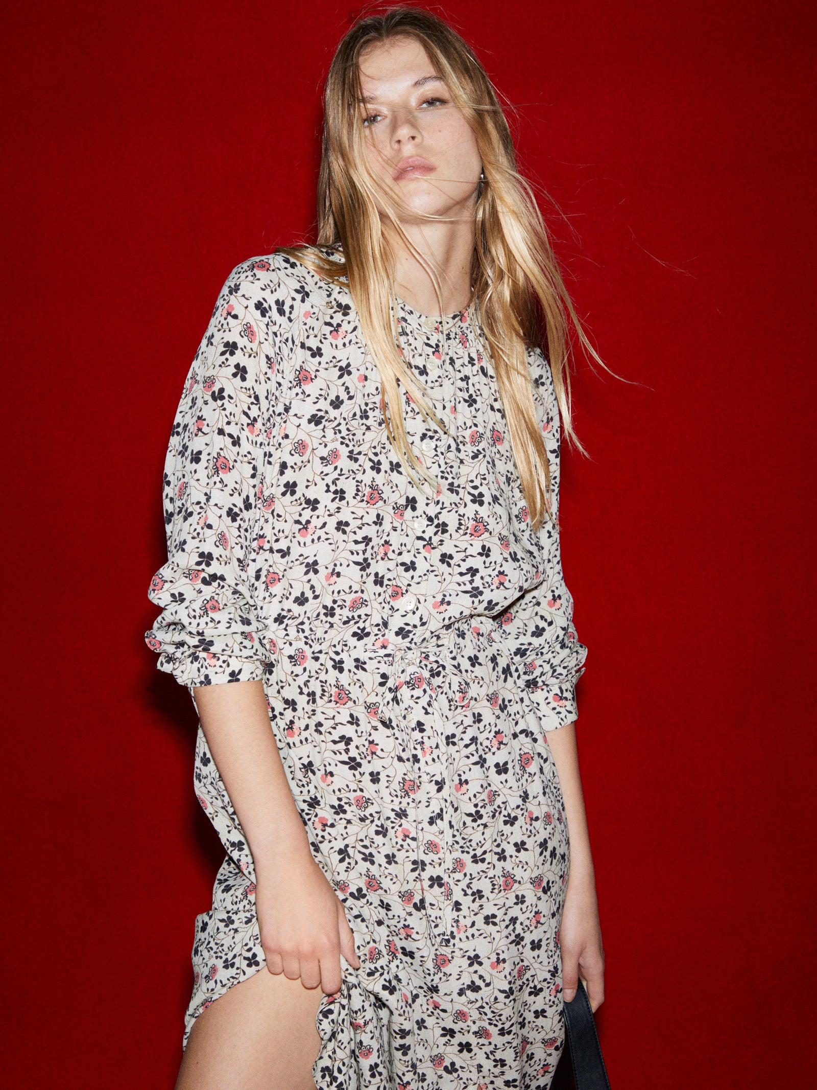 Chemisier stampato con spacco da donna bianco panna 2 | Sisley Outlet