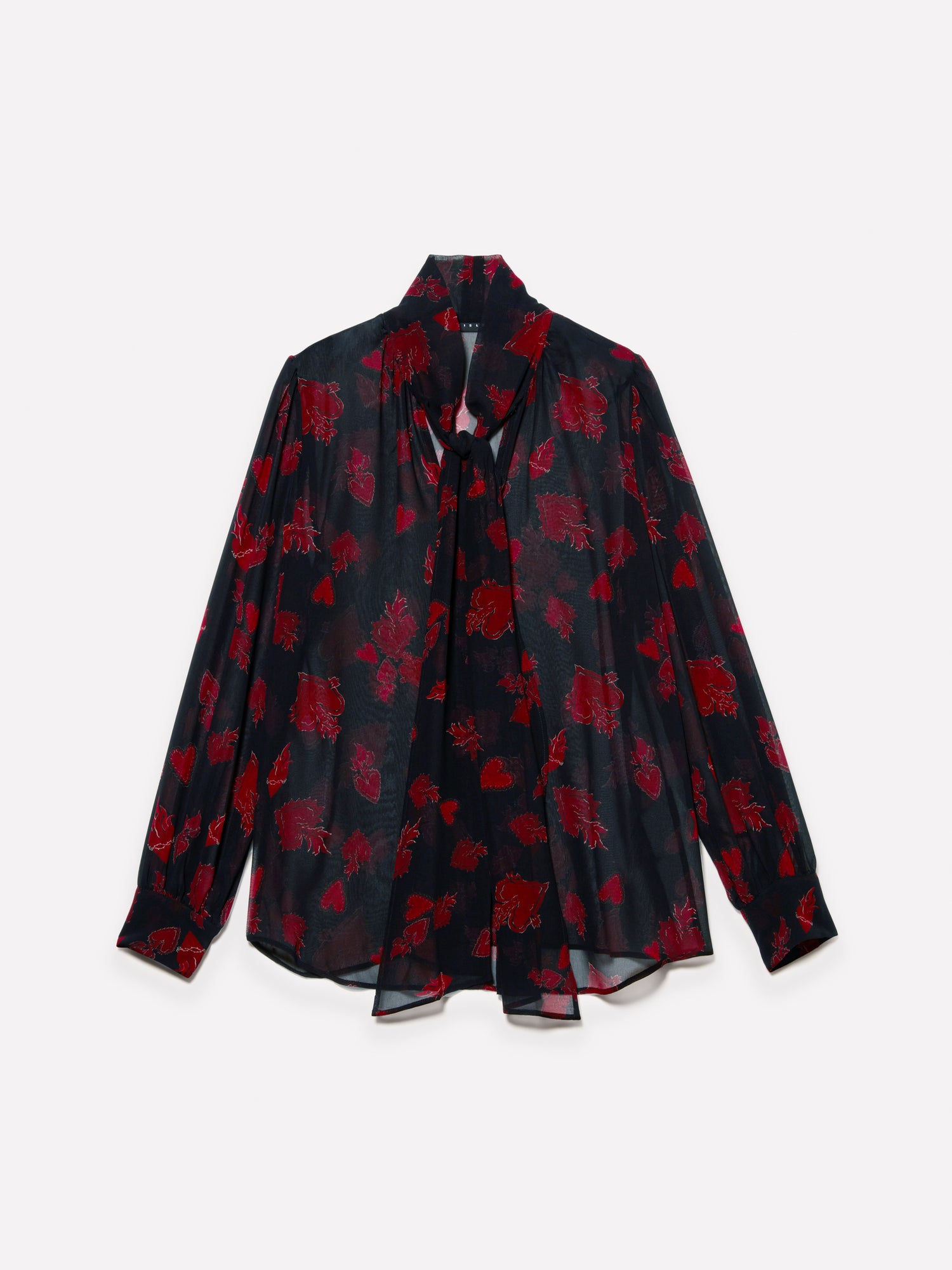 Blusa in chiffon con cuori da donna nero | Sisley Outlet