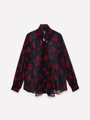 Blusa in chiffon con cuori