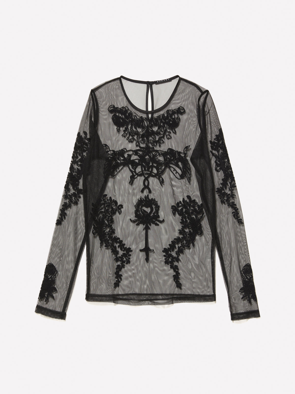 Top in tulle con ricamo