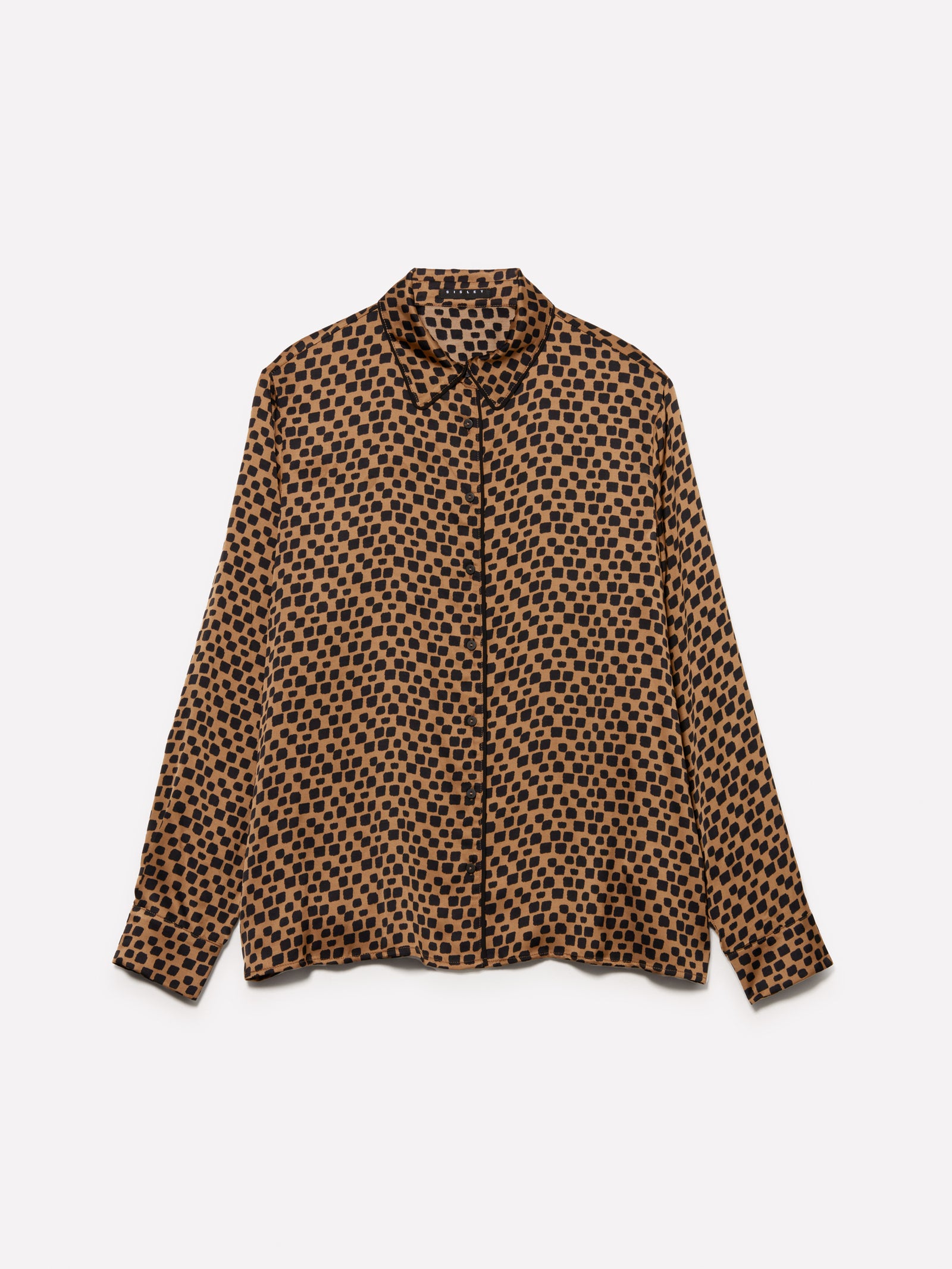 Camisa de satén estampada da donna marrone | Sisley Outlet