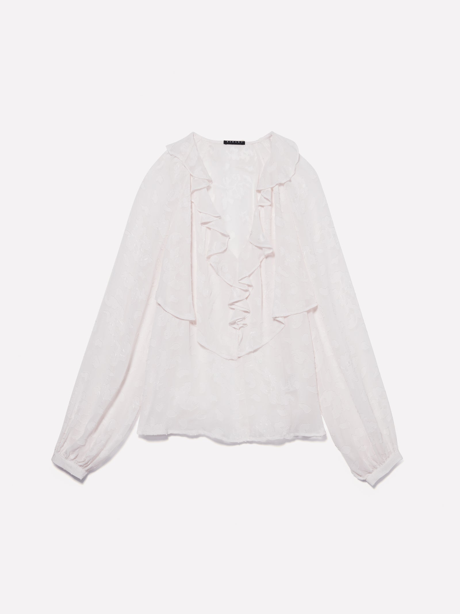 Blusa con rouches e volant da donna bianco panna | Sisley Outlet