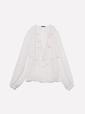Blusa con rouches e volant