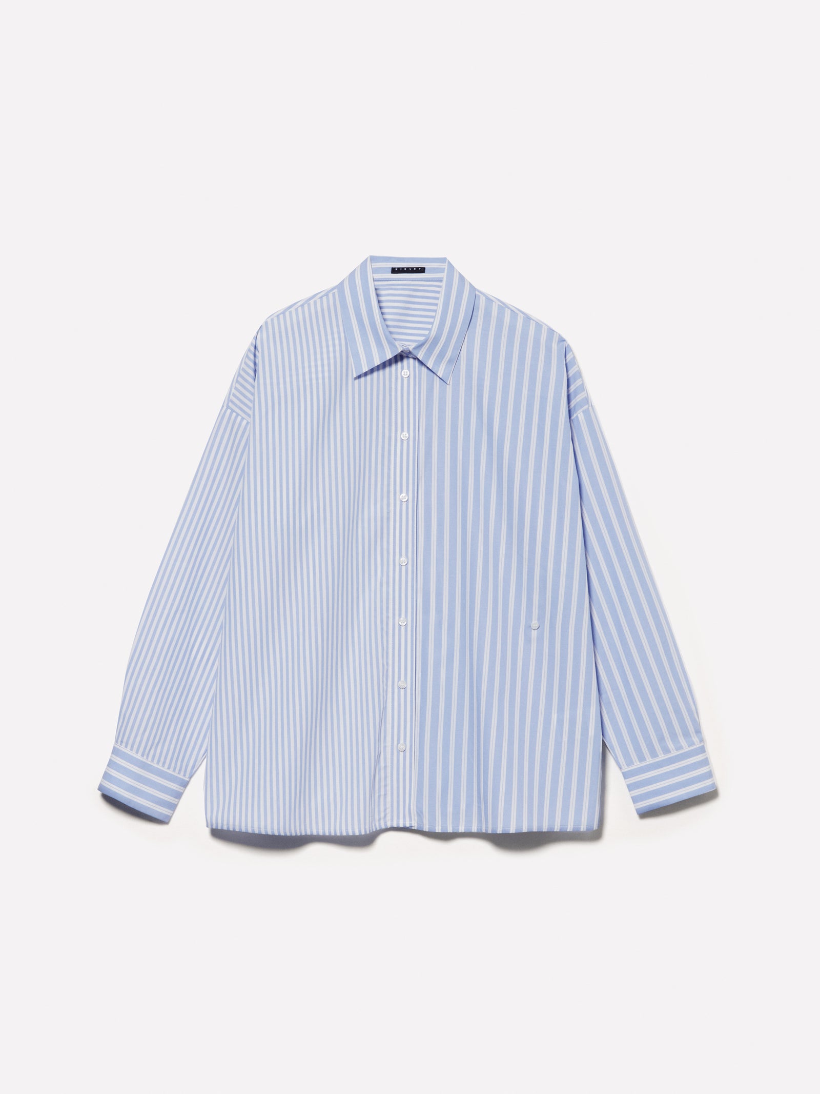 Camisa oversize con rayas fruncidas y da donna azzurro | Sisley Outlet