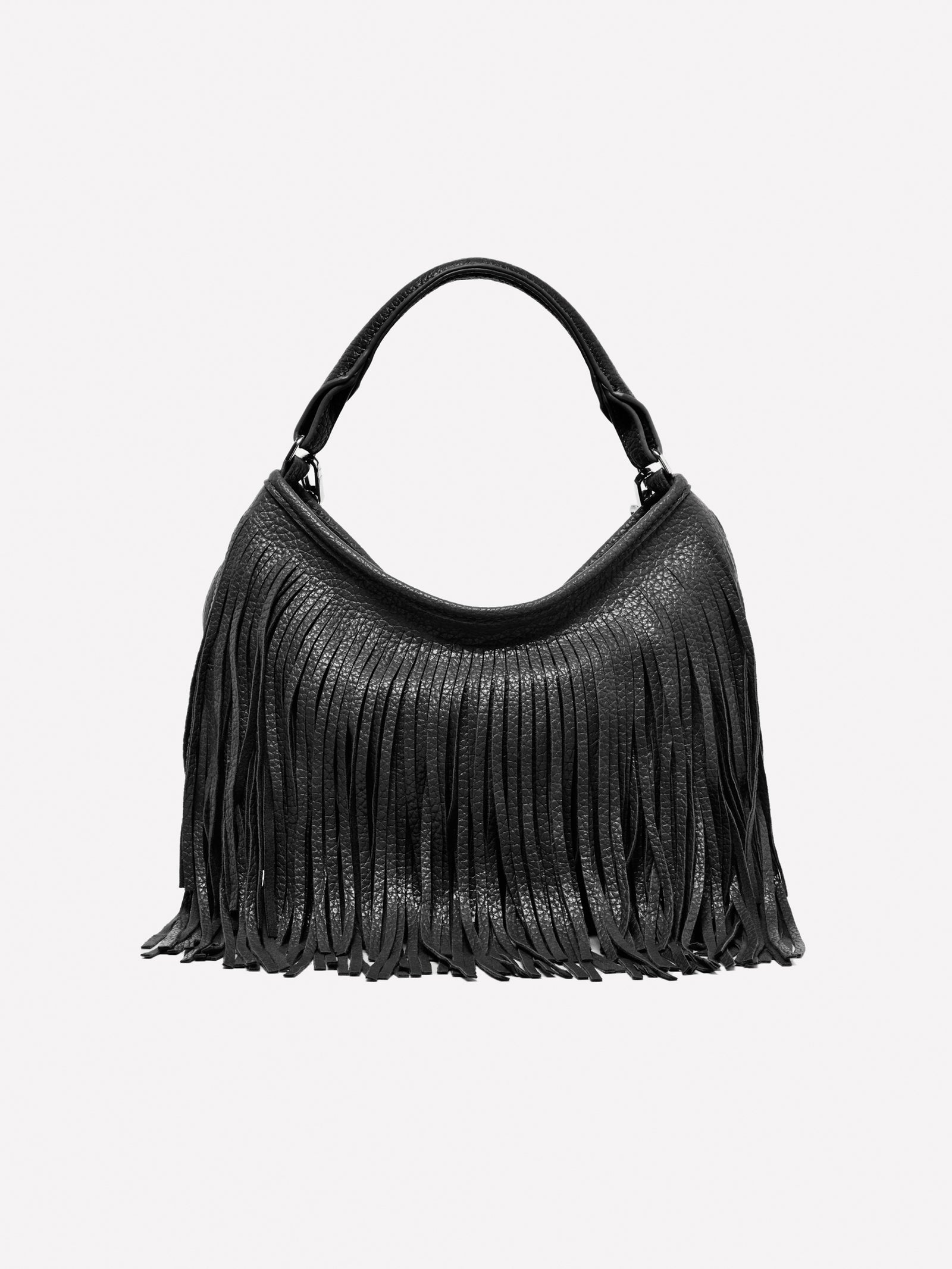 Borsa a spalla con frange da donna nero | Sisley Outlet