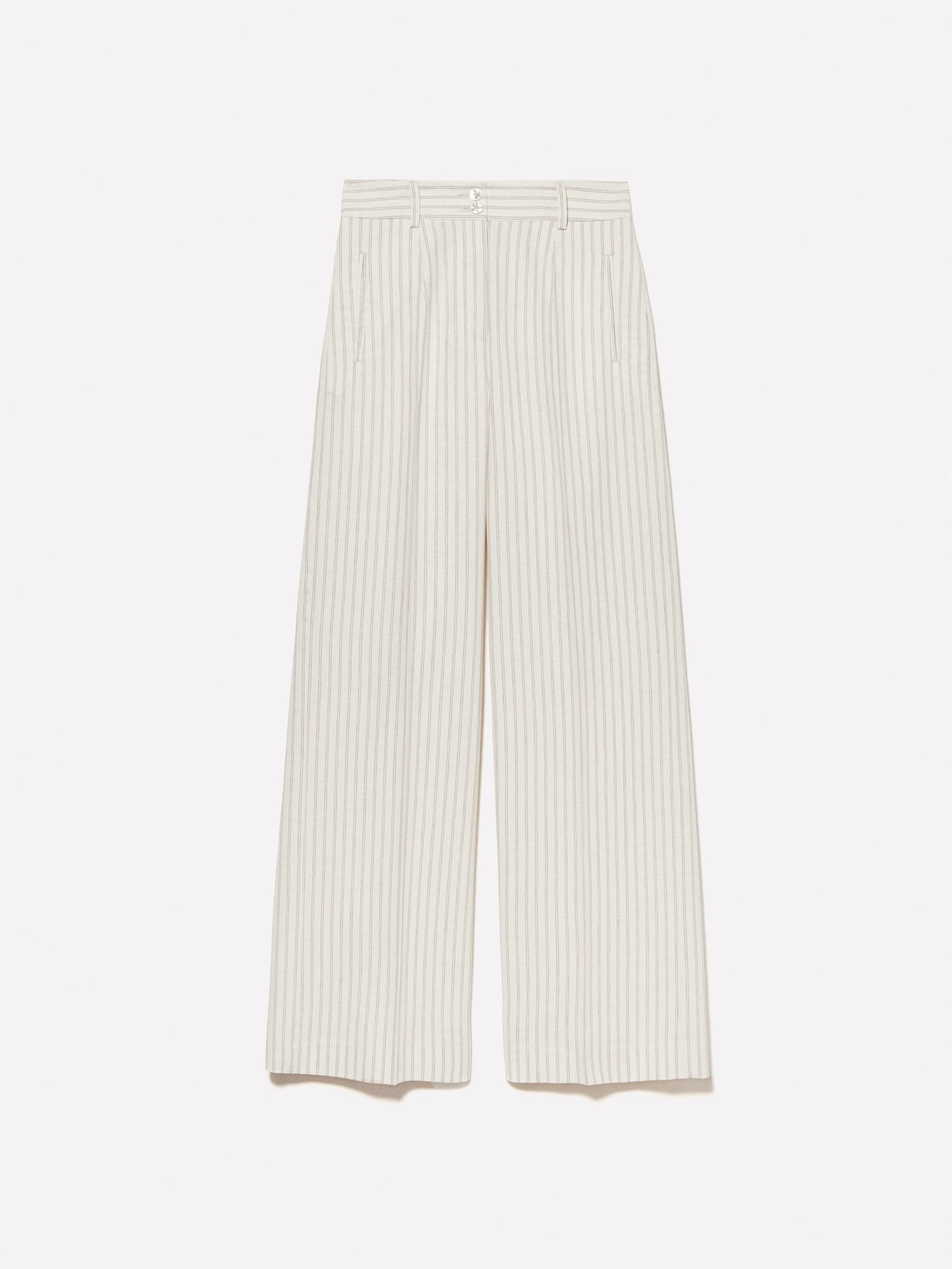 Pantaloni beige a righe da donna bianco panna | Sisley Outlet