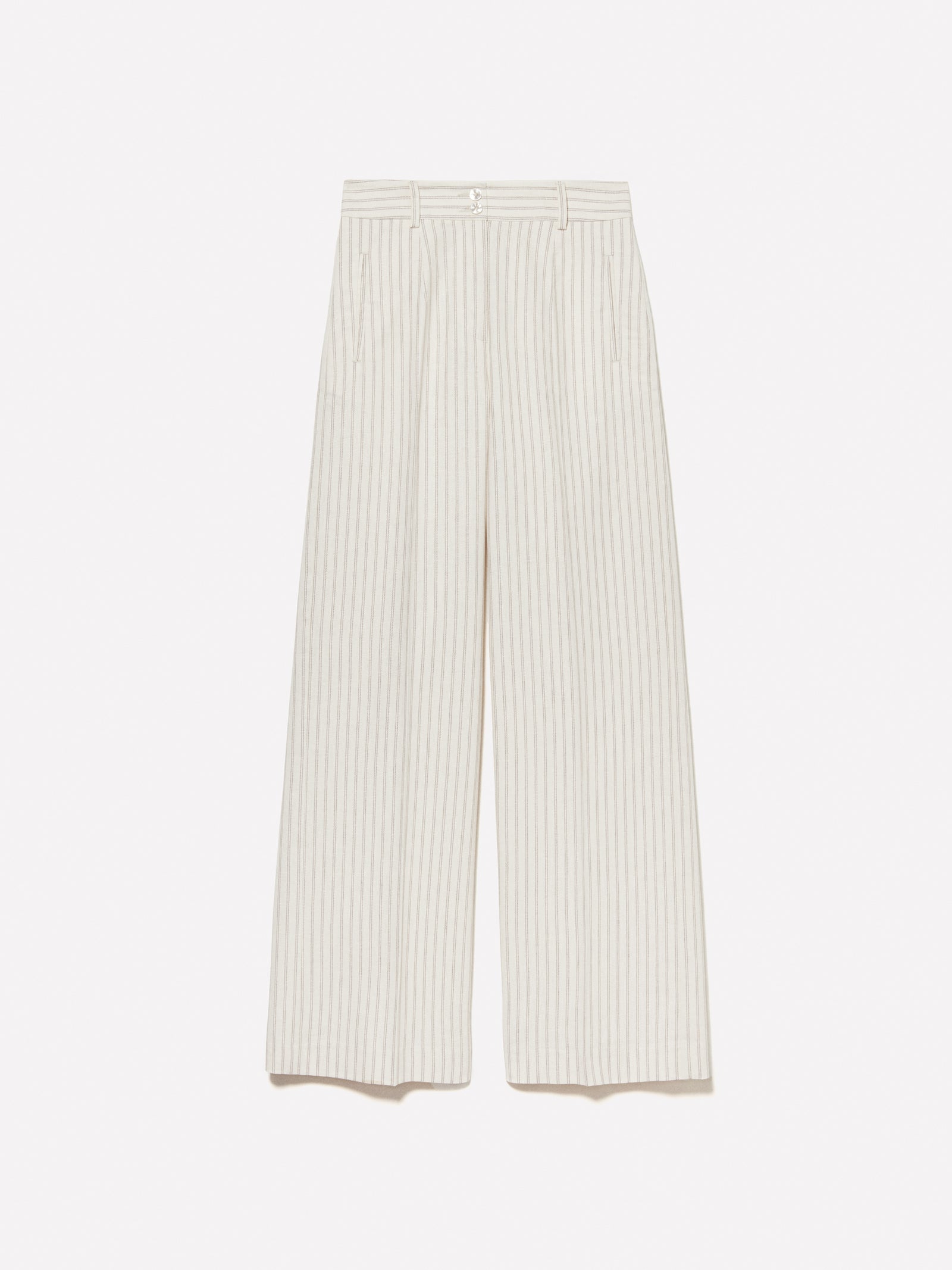 Pantaloni beige a righe da donna bianco panna | Sisley Outlet