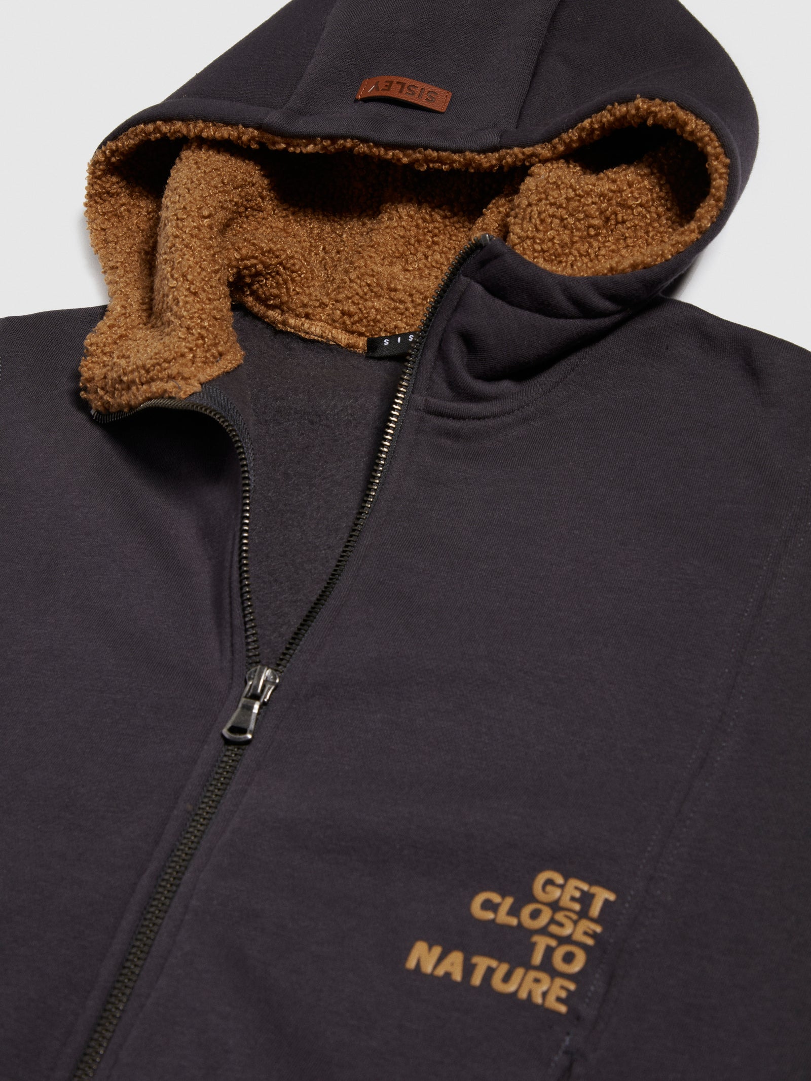 Felpa over con inserti teddy da bambino marrone scuro 3 | Sisley young Outlet