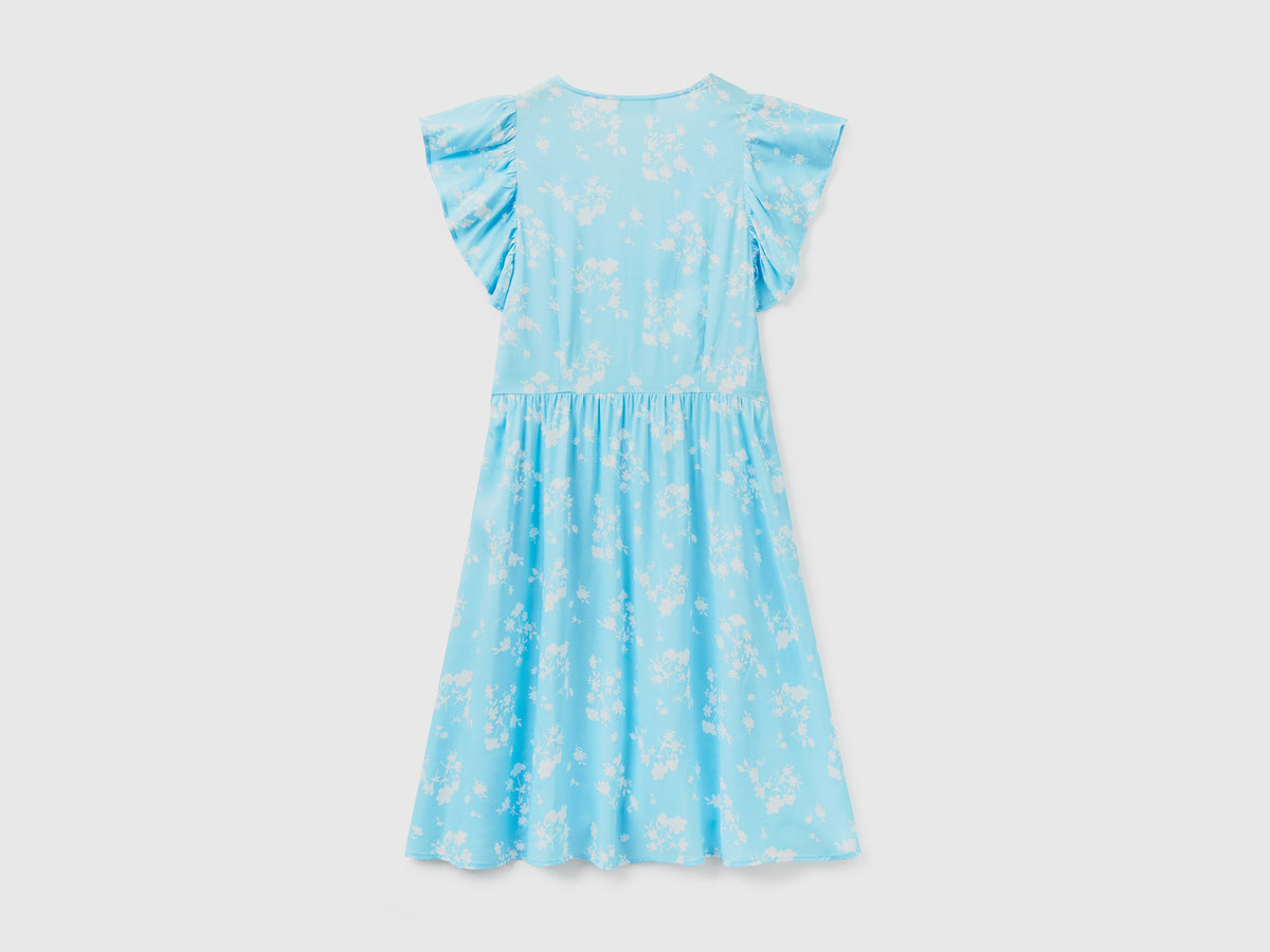 Vestito corto con scollo a V in tessuto fluido e leggero di pura viscosa