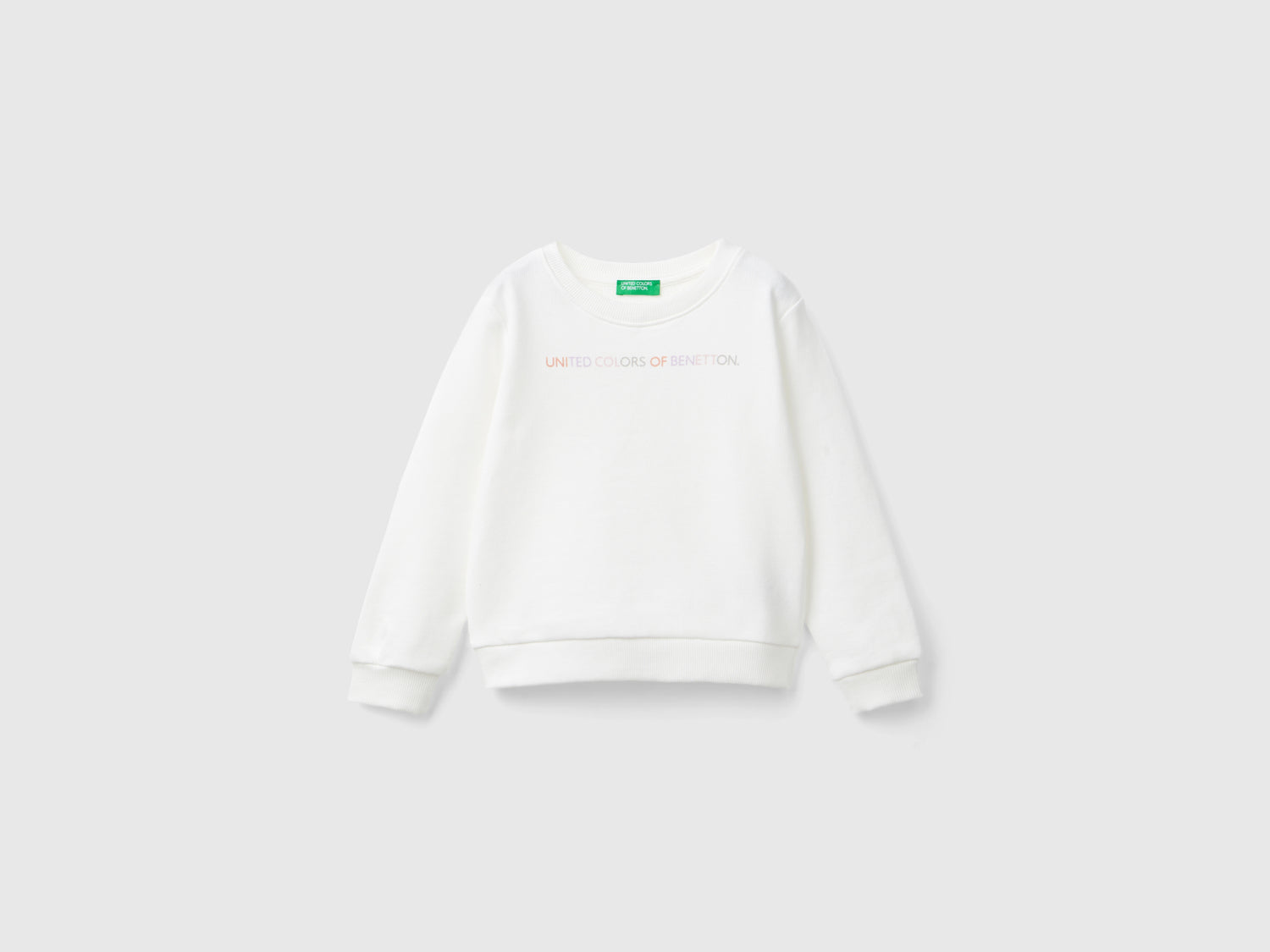 Felpa 100% cotone bio con logo da bimba bianco panna | Benetton Outlet