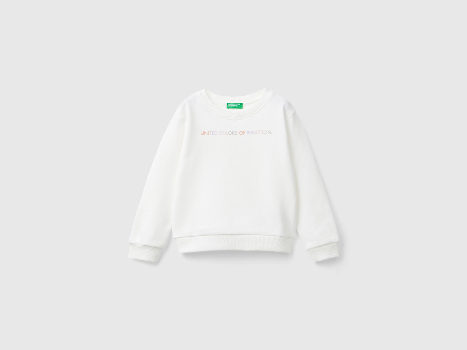 Felpa 100% cotone bio con logo da bimba bianco panna | Benetton Outlet