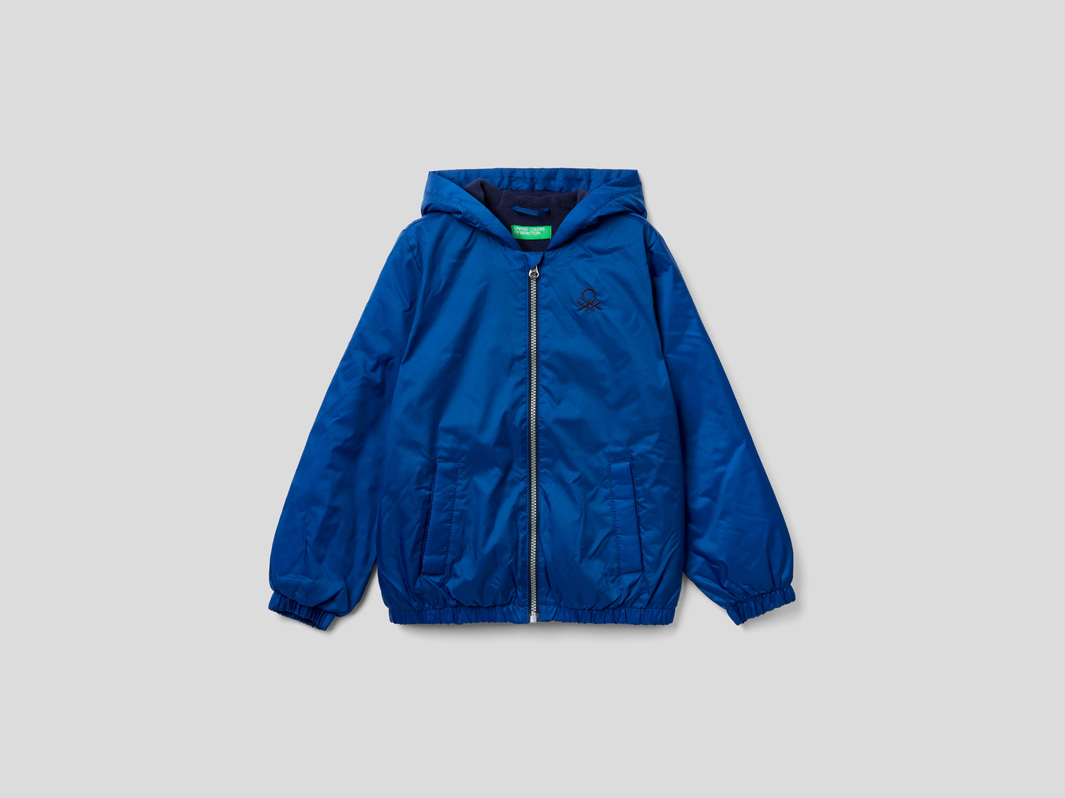 Giubbino con zip e cappuccio da bambino bluette | Benetton Outlet
