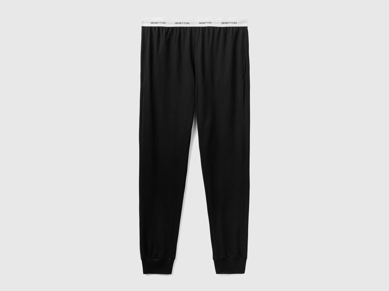 Pantaloni con elastico logato da uomo nero | Benetton Outlet
