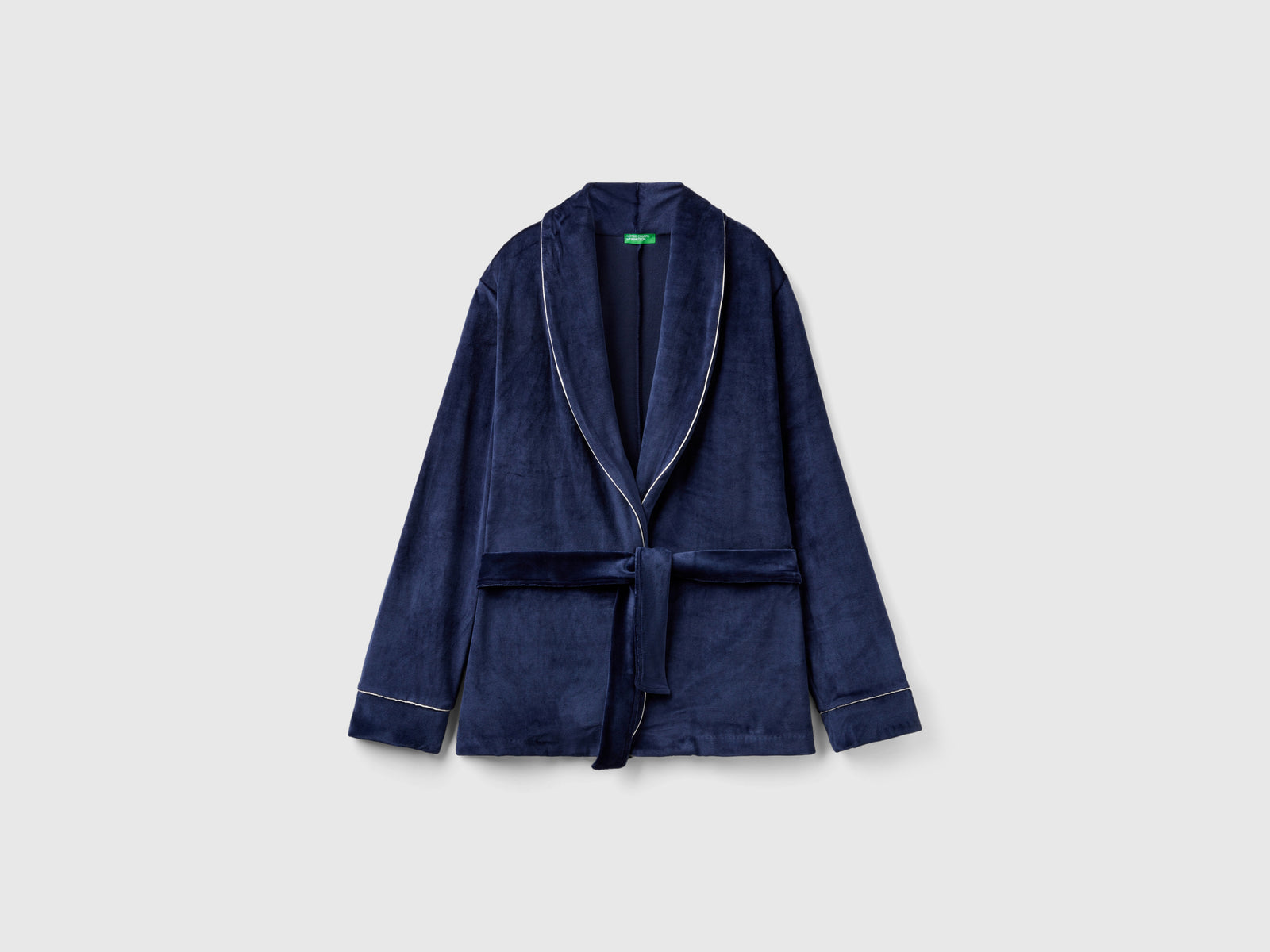 Chaqueta de pijama de terciopelo da donna blu scuro | Benetton Outlet