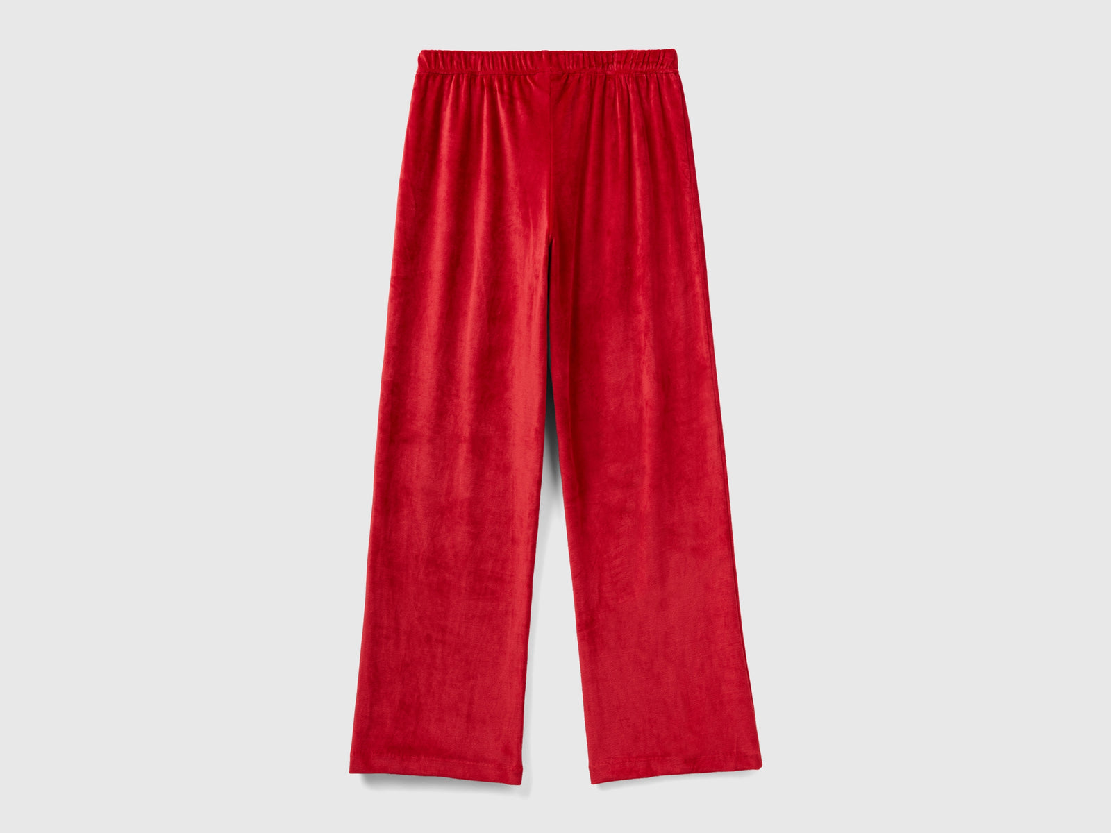 Pantaloni palazzo in velour da donna rosso 2 | Benetton Outlet
