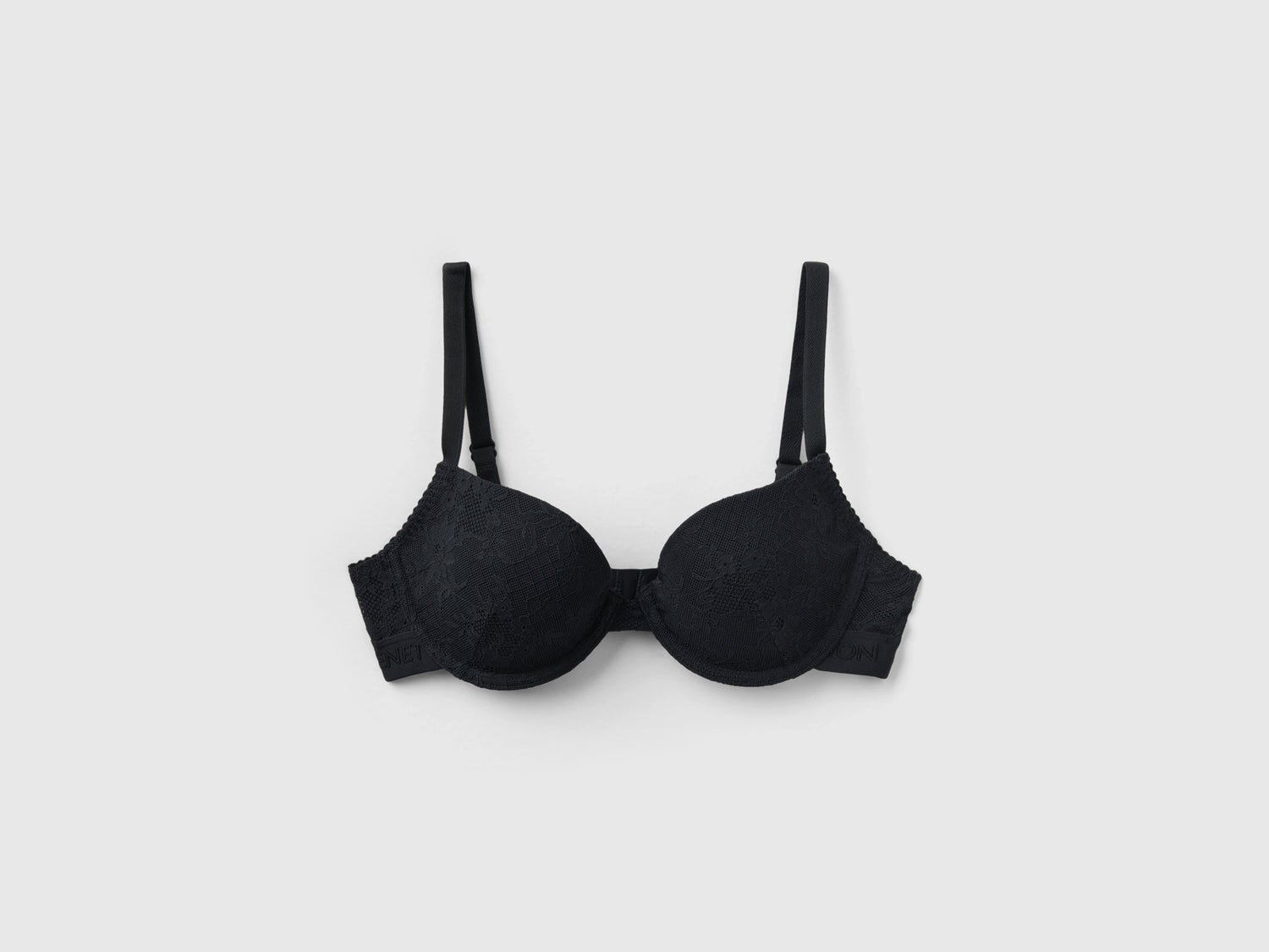 Reggiseno push up in pizzo stretch da donna nero | Benetton Outlet