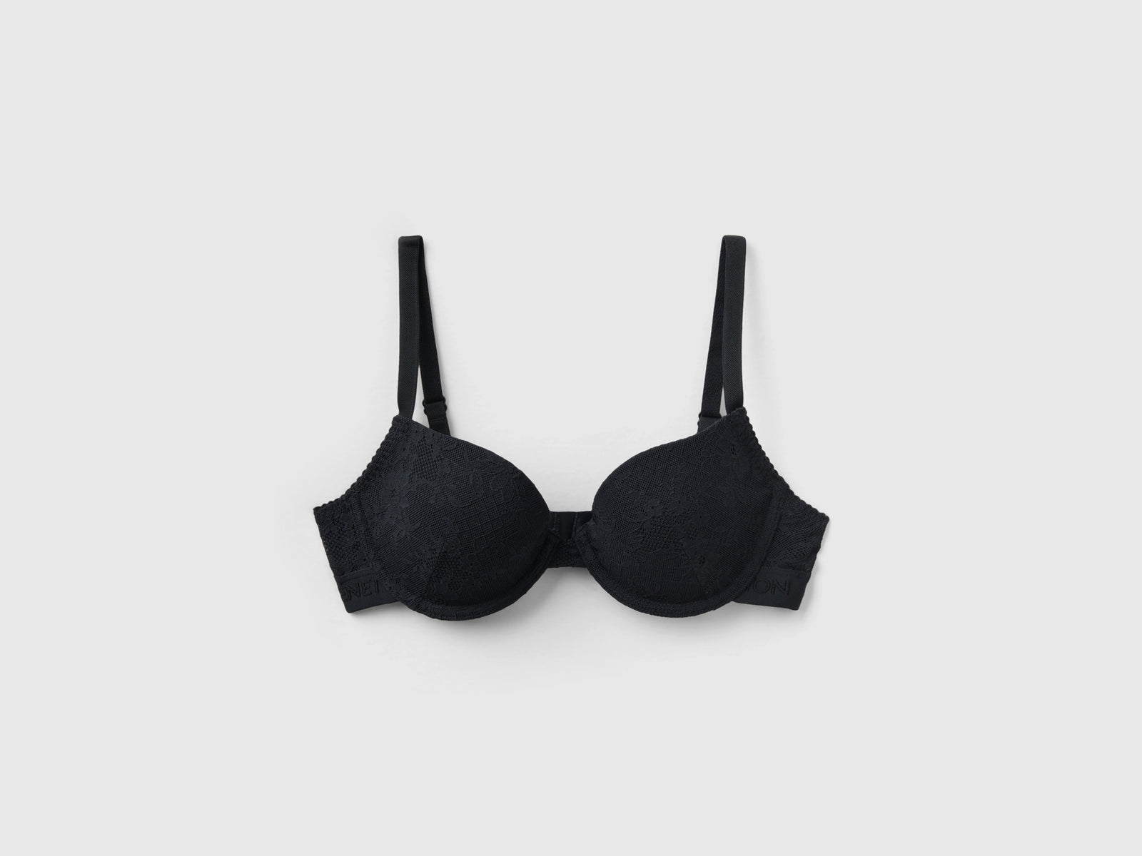 Reggiseno push up in pizzo stretch da donna nero | Benetton Outlet