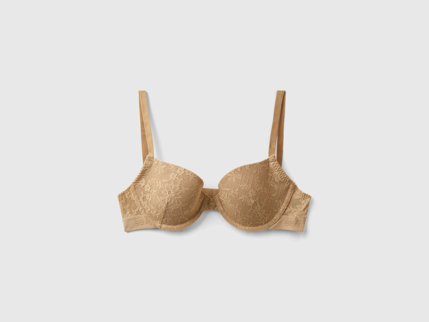 Reggiseno push up in pizzo stretch da donna cammello | Benetton Outlet