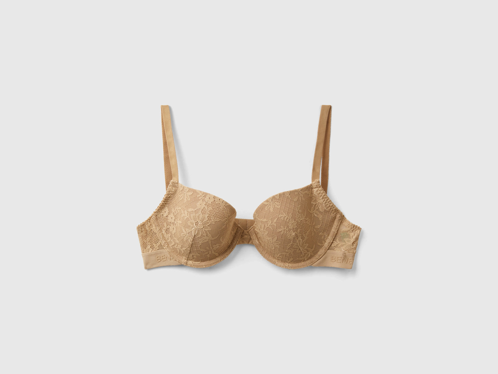 Reggiseno push up in pizzo stretch da donna cammello | Benetton Outlet