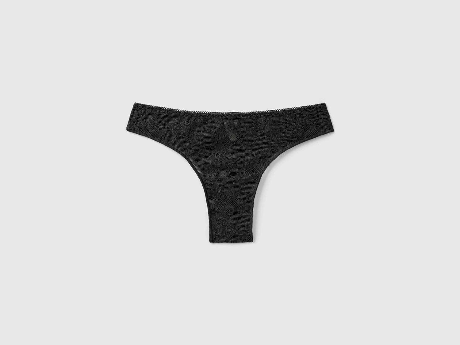 Braguita brasileña de encaje y microfibra da donna nero | Benetton Outlet