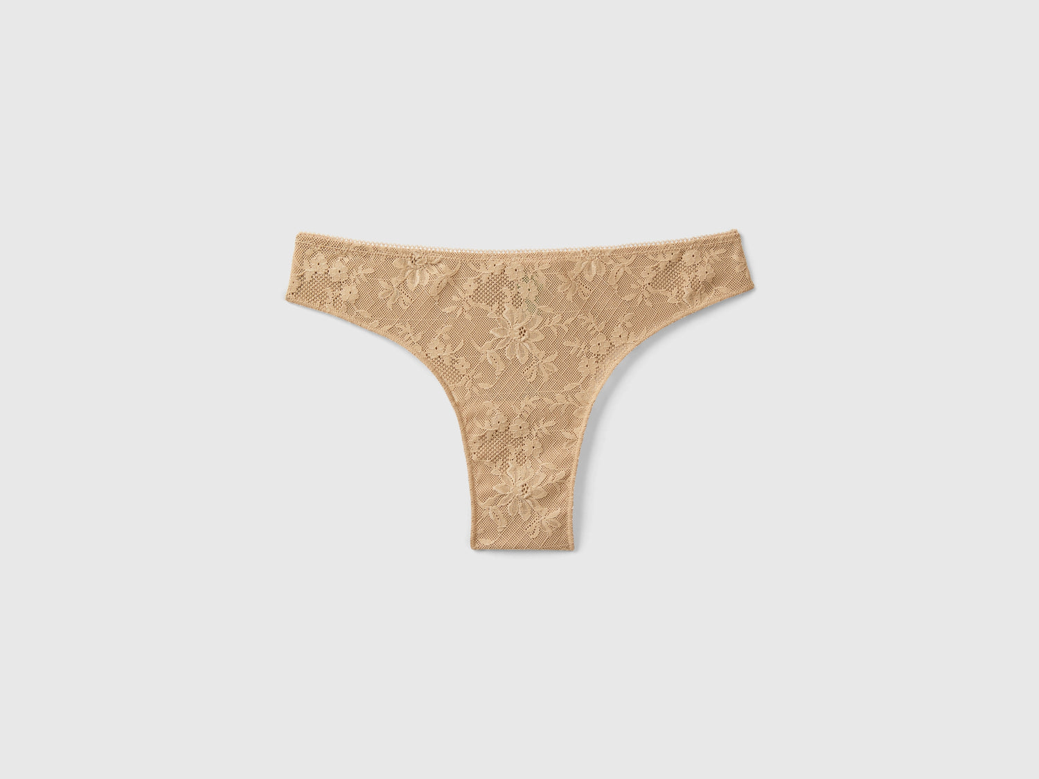 Braguita brasileña de encaje y microfibra da donna cammello | Benetton Outlet