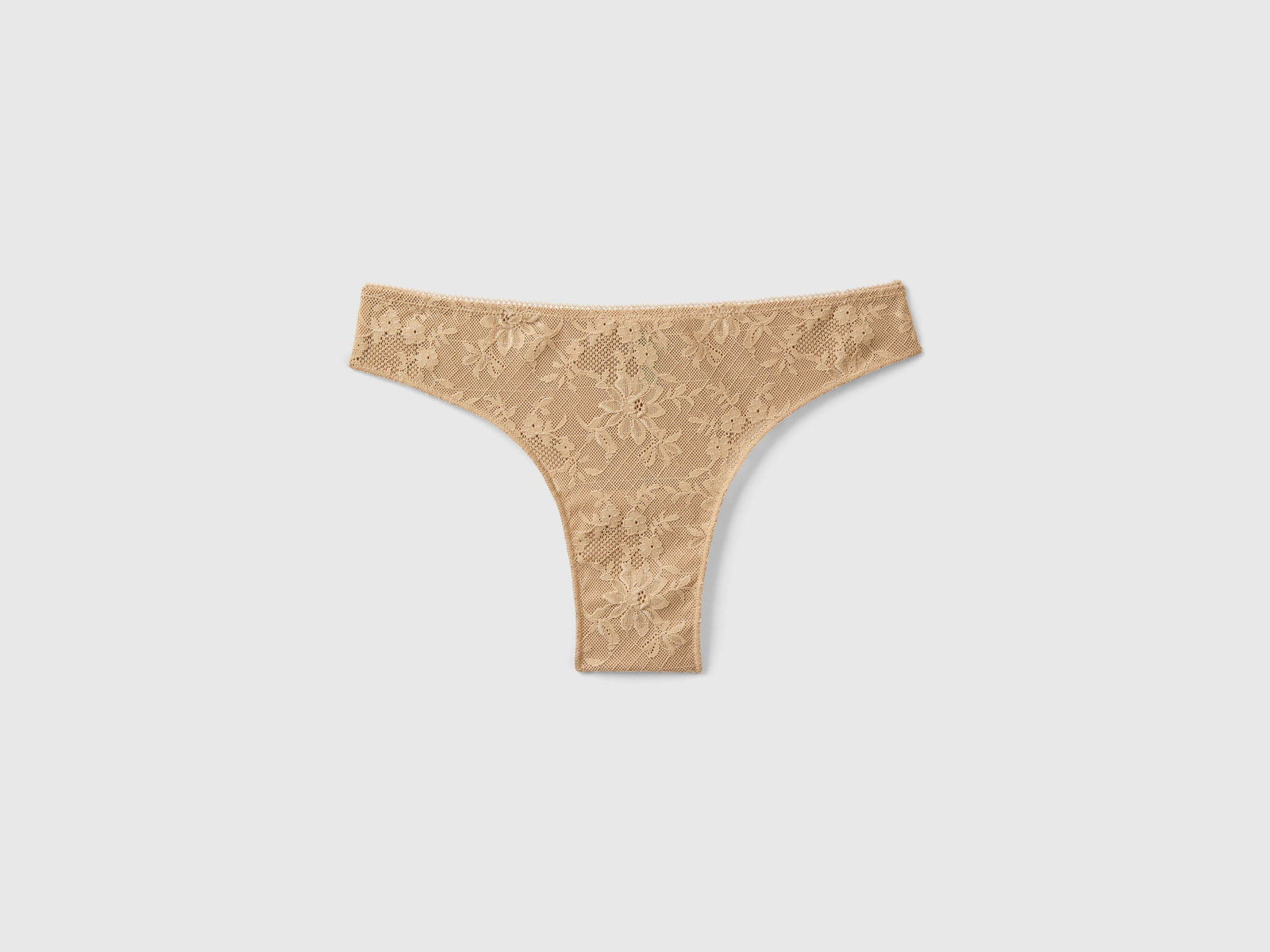 Brasiliana in pizzo e microfibra da donna cammello | Benetton Outlet