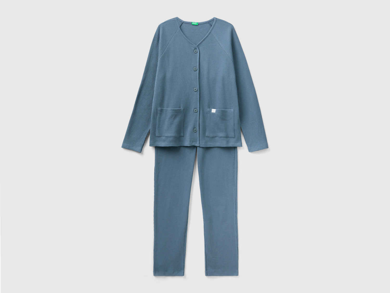 Pigiama lungo in puro cotone da donna grigio scuro | Benetton Outlet