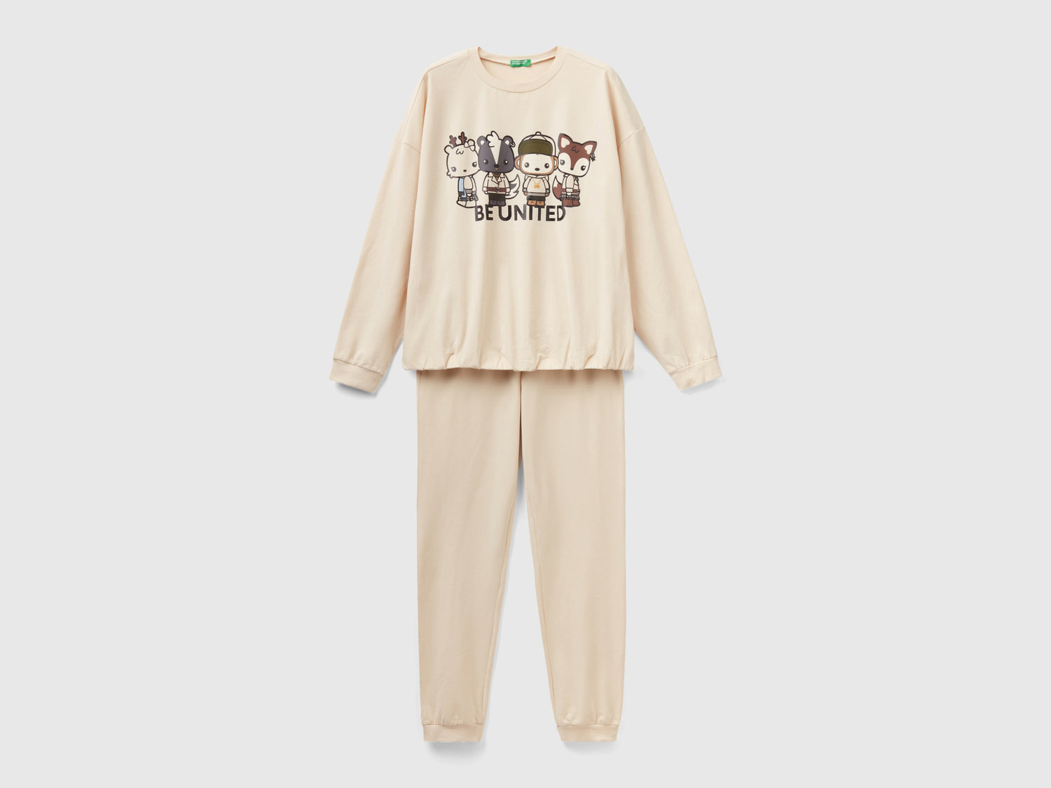 Pigiama mascotte con maglia cropped da donna beige | Benetton Outlet