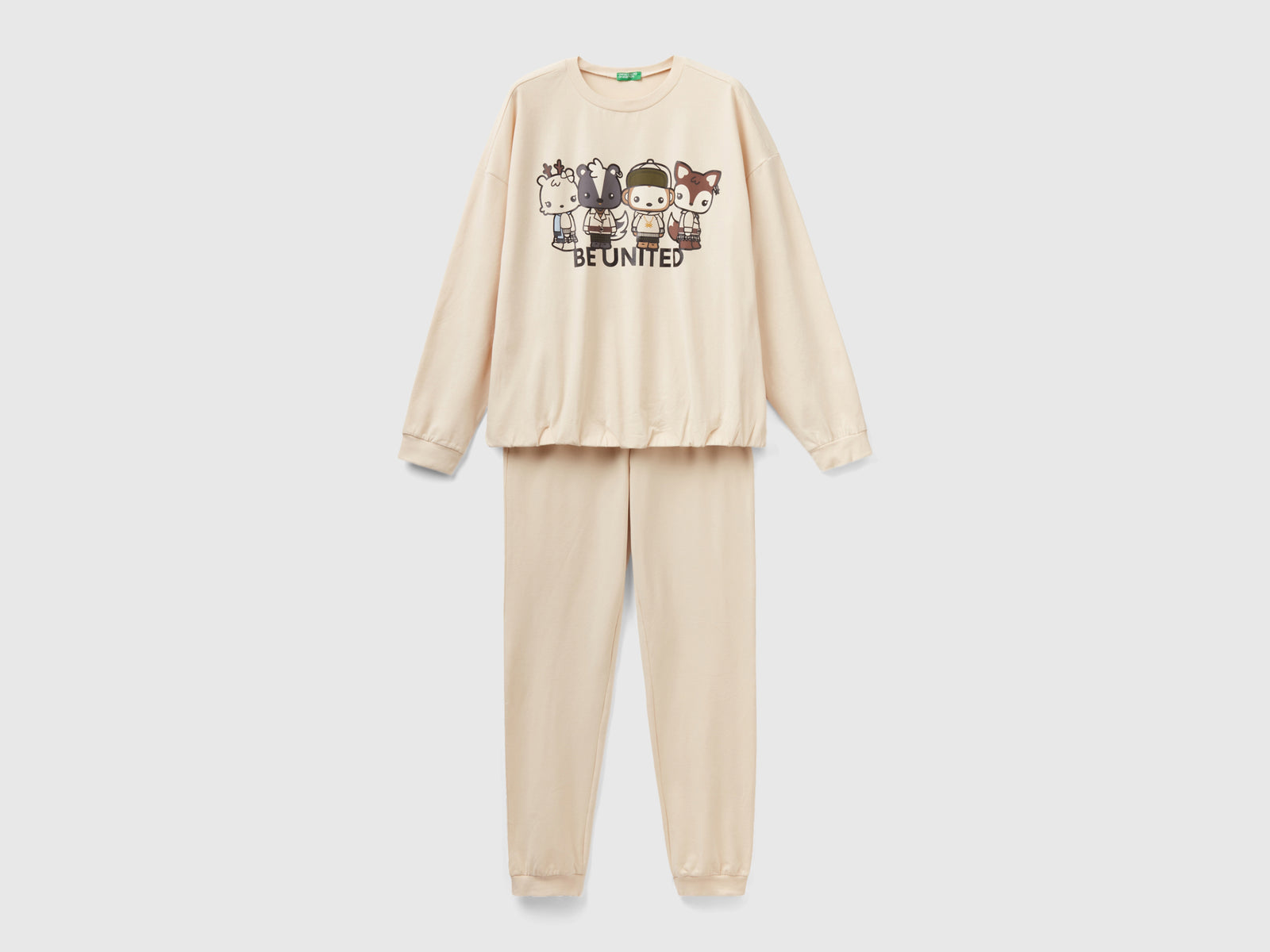 Pigiama mascotte con maglia cropped da donna beige | Benetton Outlet