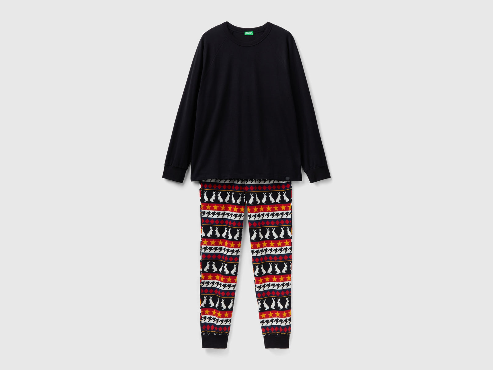Pigiama in caldo cotone stretch da uomo nero | Benetton Outlet