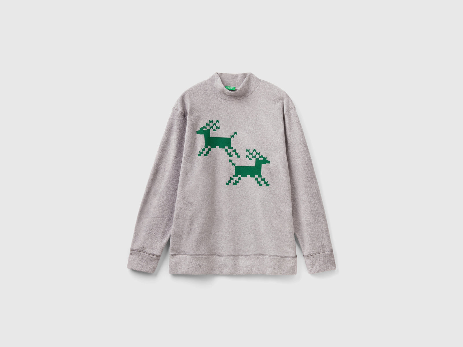 Maglia renna in pile da uomo grigio chiaro | Benetton Outlet