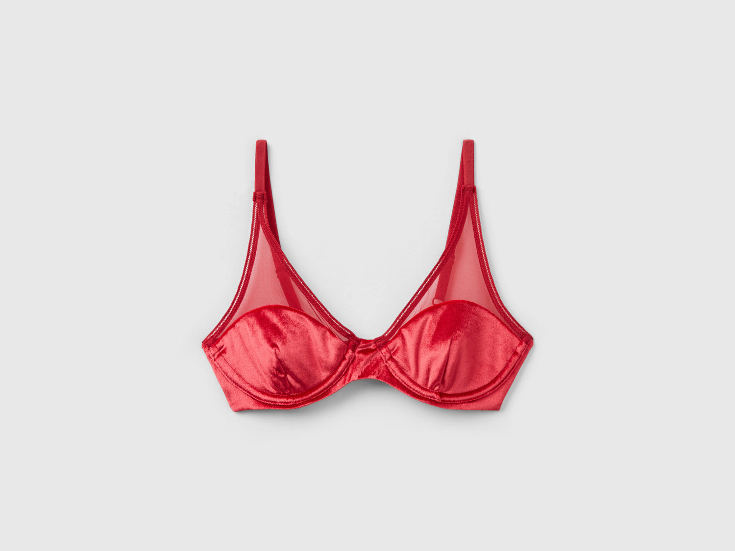 Reggiseno in velour semi imbottito da donna rosso | Benetton Outlet
