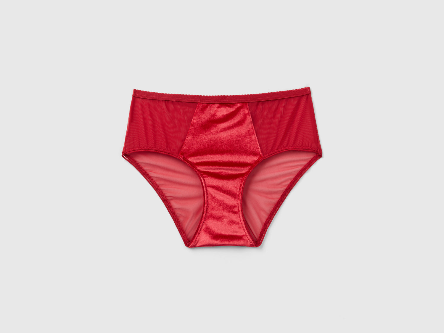 Slip fianco alto in velour da donna rosso | Benetton Outlet