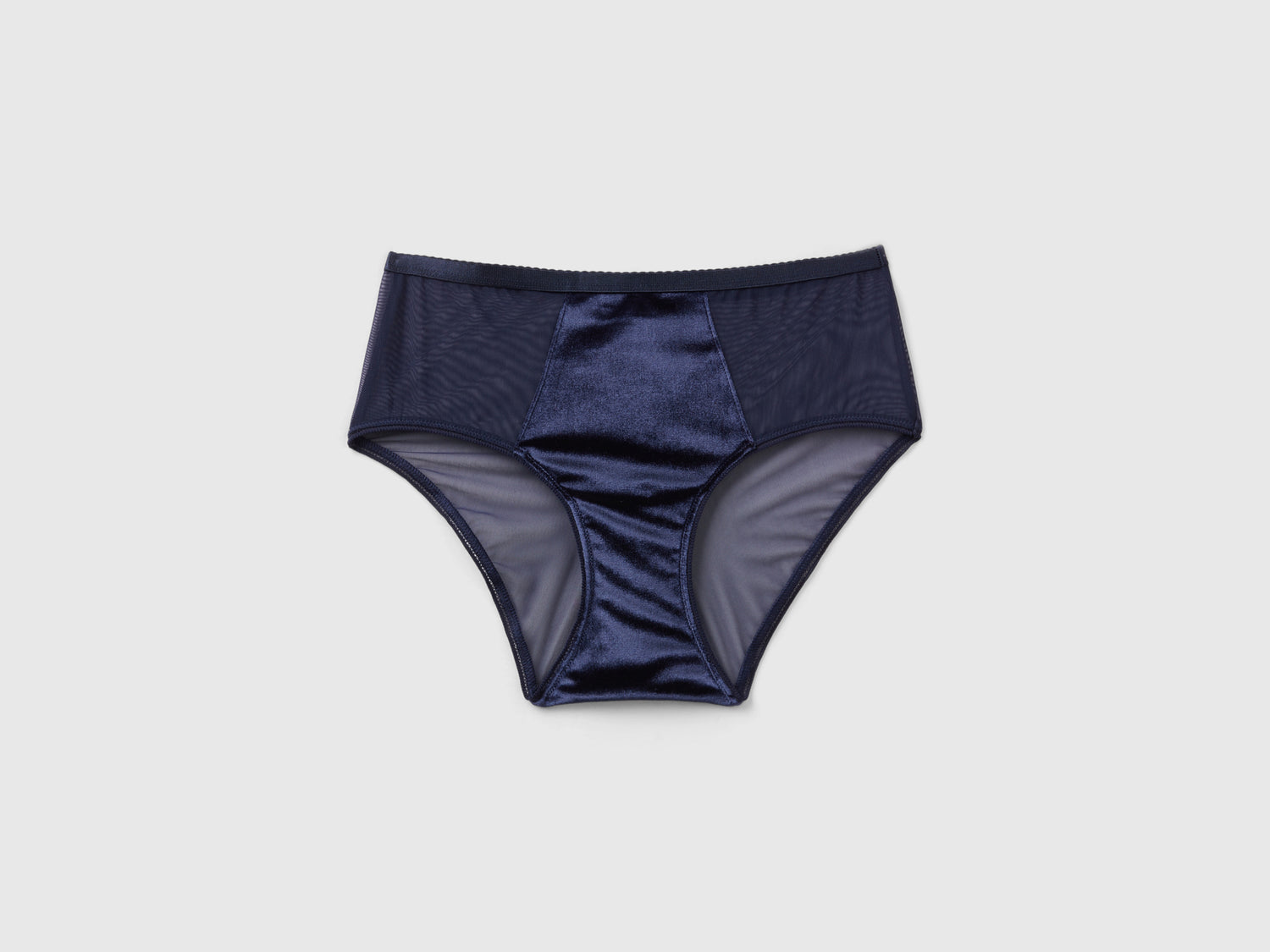 Slip fianco alto in velour da donna blu scuro | Benetton Outlet