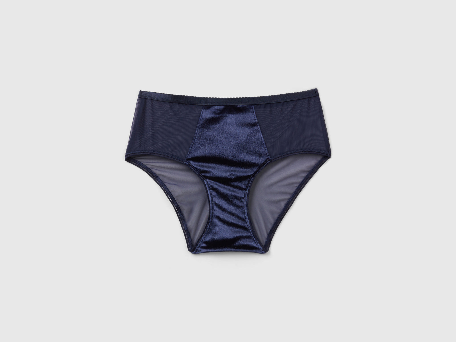 Slip fianco alto in velour da donna blu scuro | Benetton Outlet