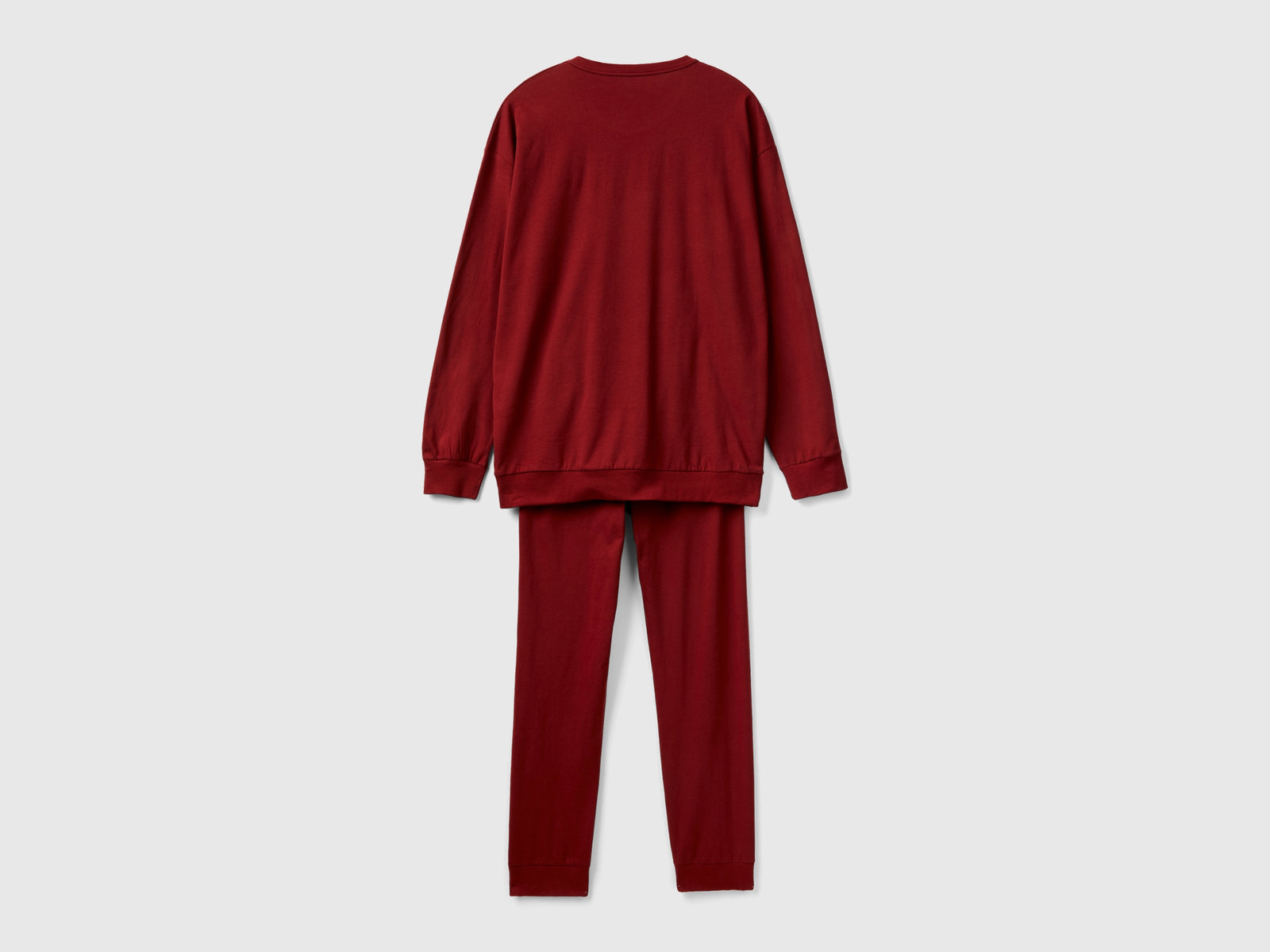 Pigiama con logo in cotone a fibra lunga da uomo bordeaux 2 | Benetton Outlet