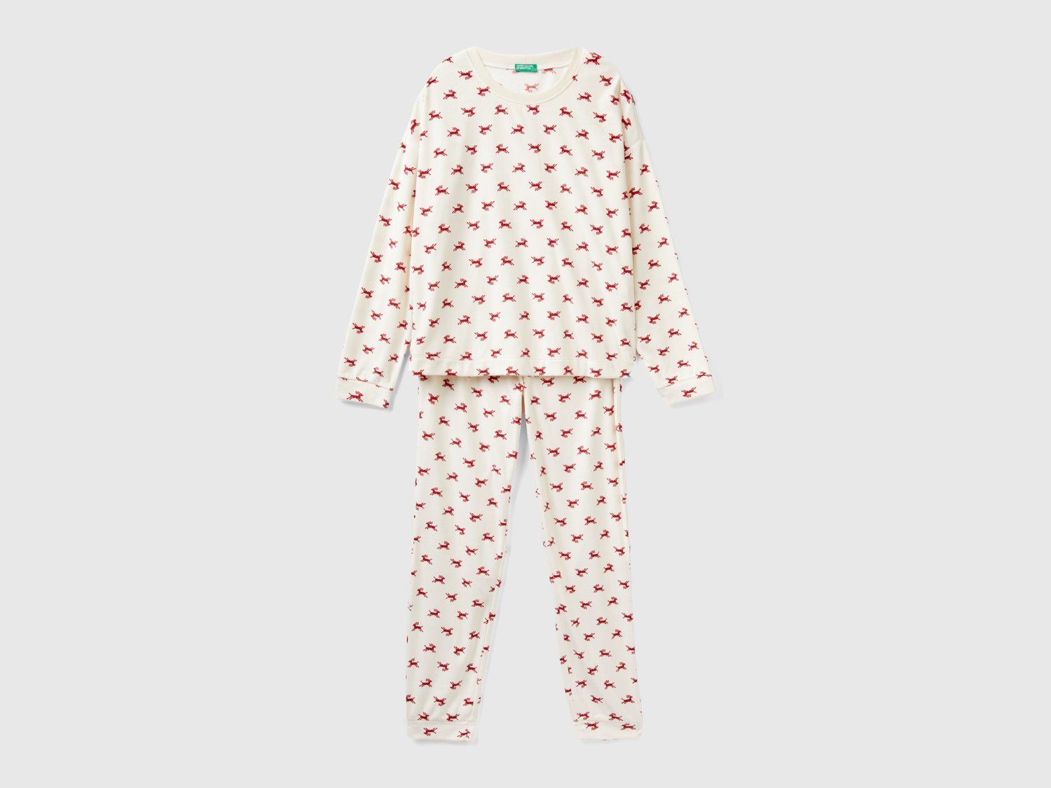 Pigiama renne in ciniglia da donna bianco panna | Benetton Outlet