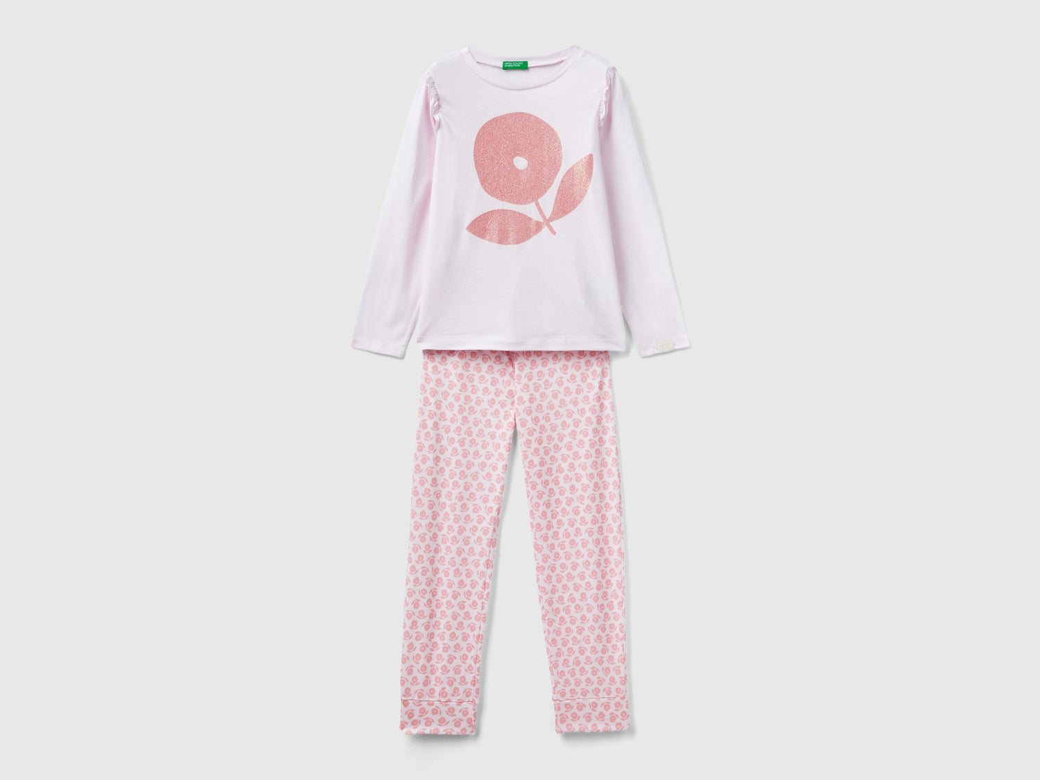 Pigiama con fiori e glitter da bambina multi-color | Benetton Outlet