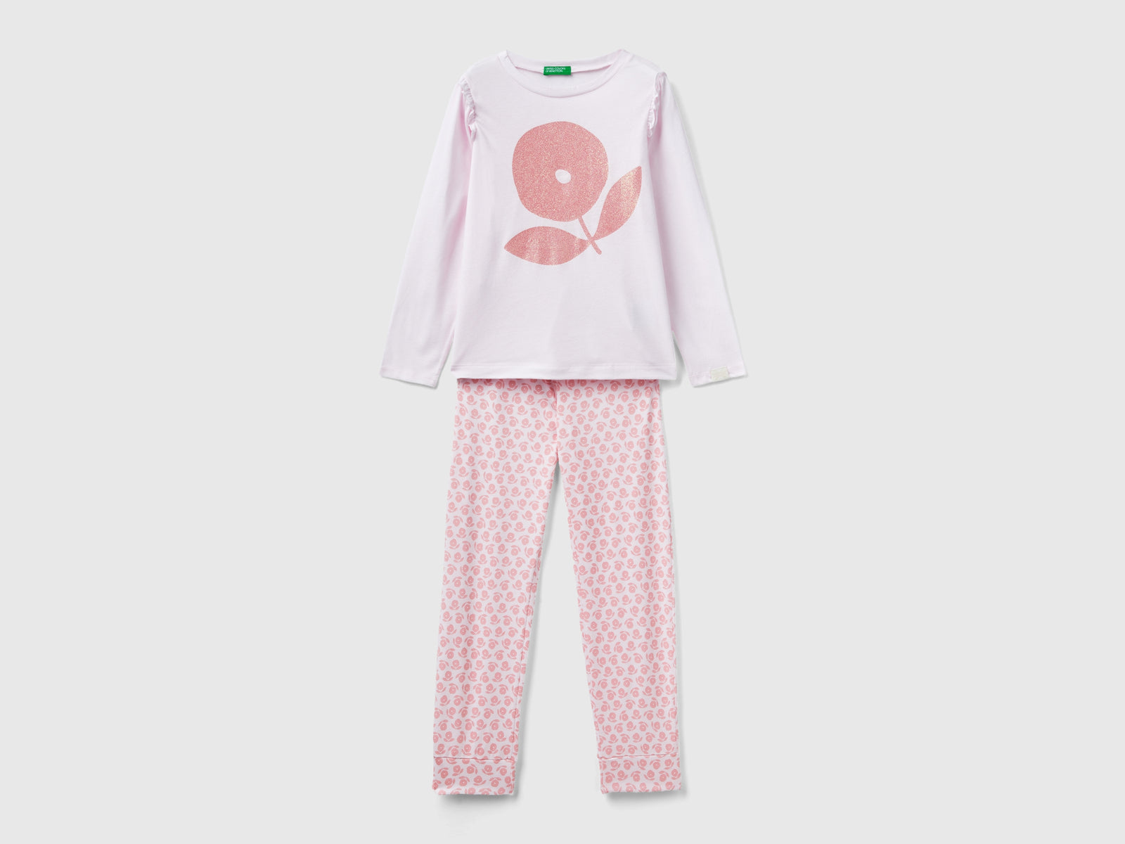 Pigiama con fiori e glitter da bambina multi-color | Benetton Outlet