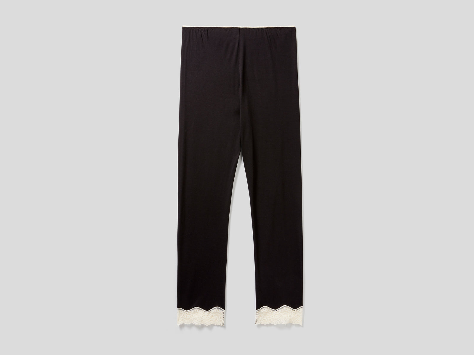 Pantaloni con dettagli in pizzo da donna nero 2 | Benetton Outlet