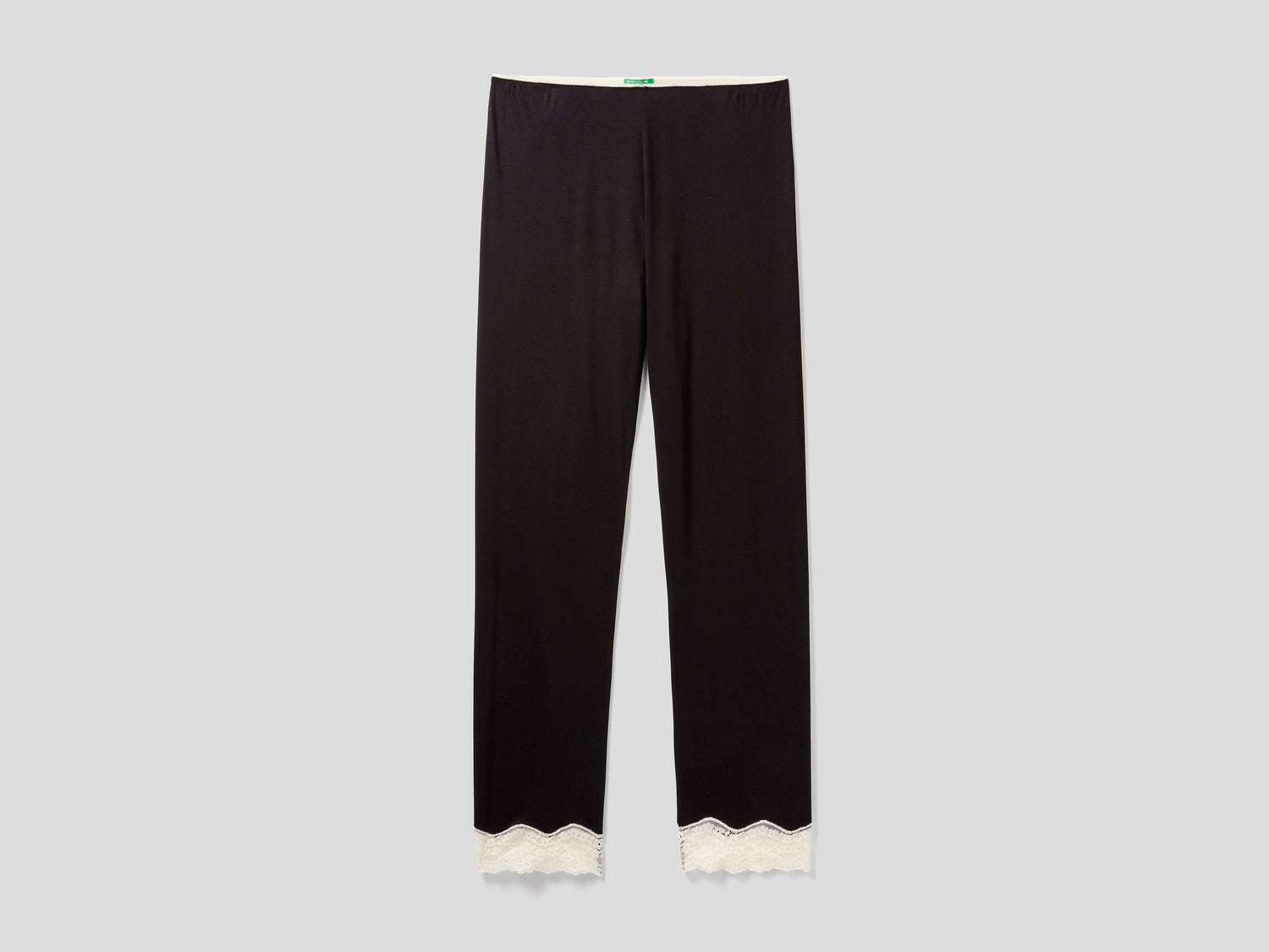Pantaloni con dettagli in pizzo da donna nero | Benetton Outlet