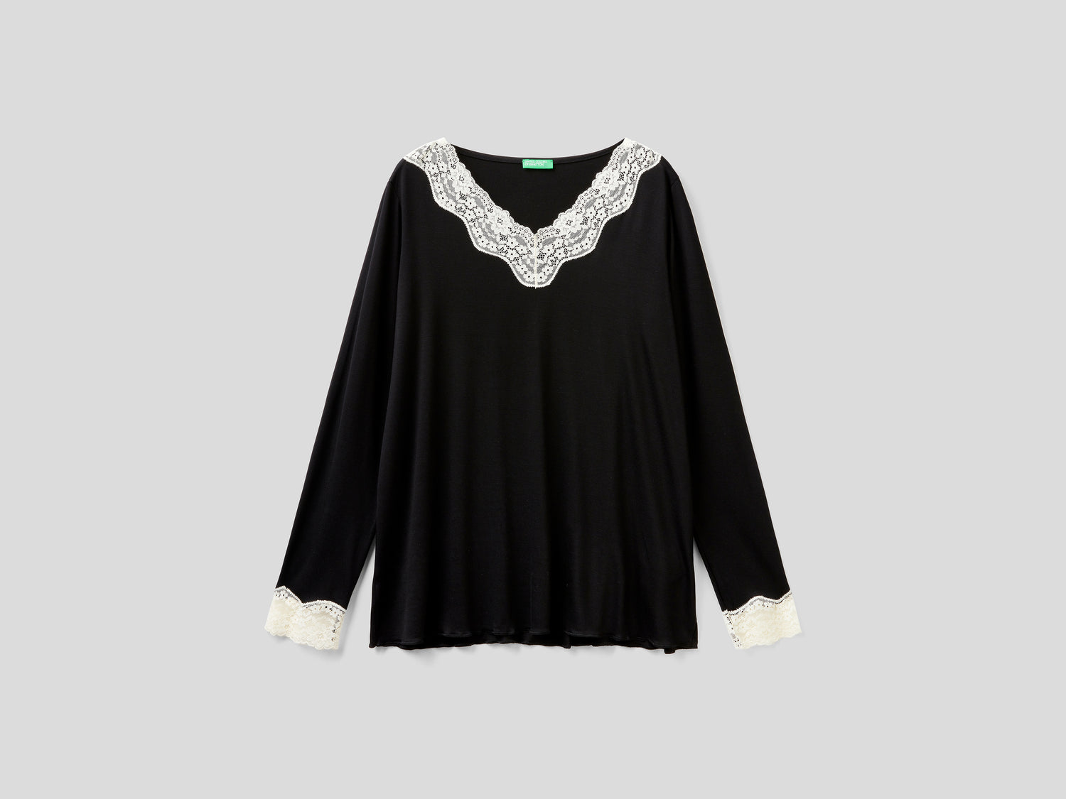 Suéter con detalle de encaje da donna nero | Benetton Outlet