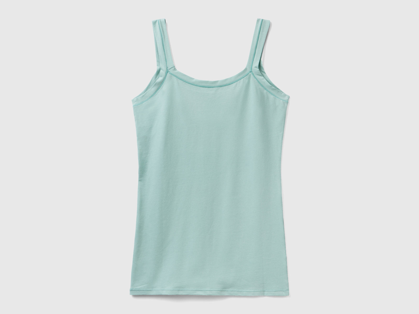 Camiseta sin mangas de algodón orgánico súper elástica da donna verde acqua 2 | Benetton Outlet