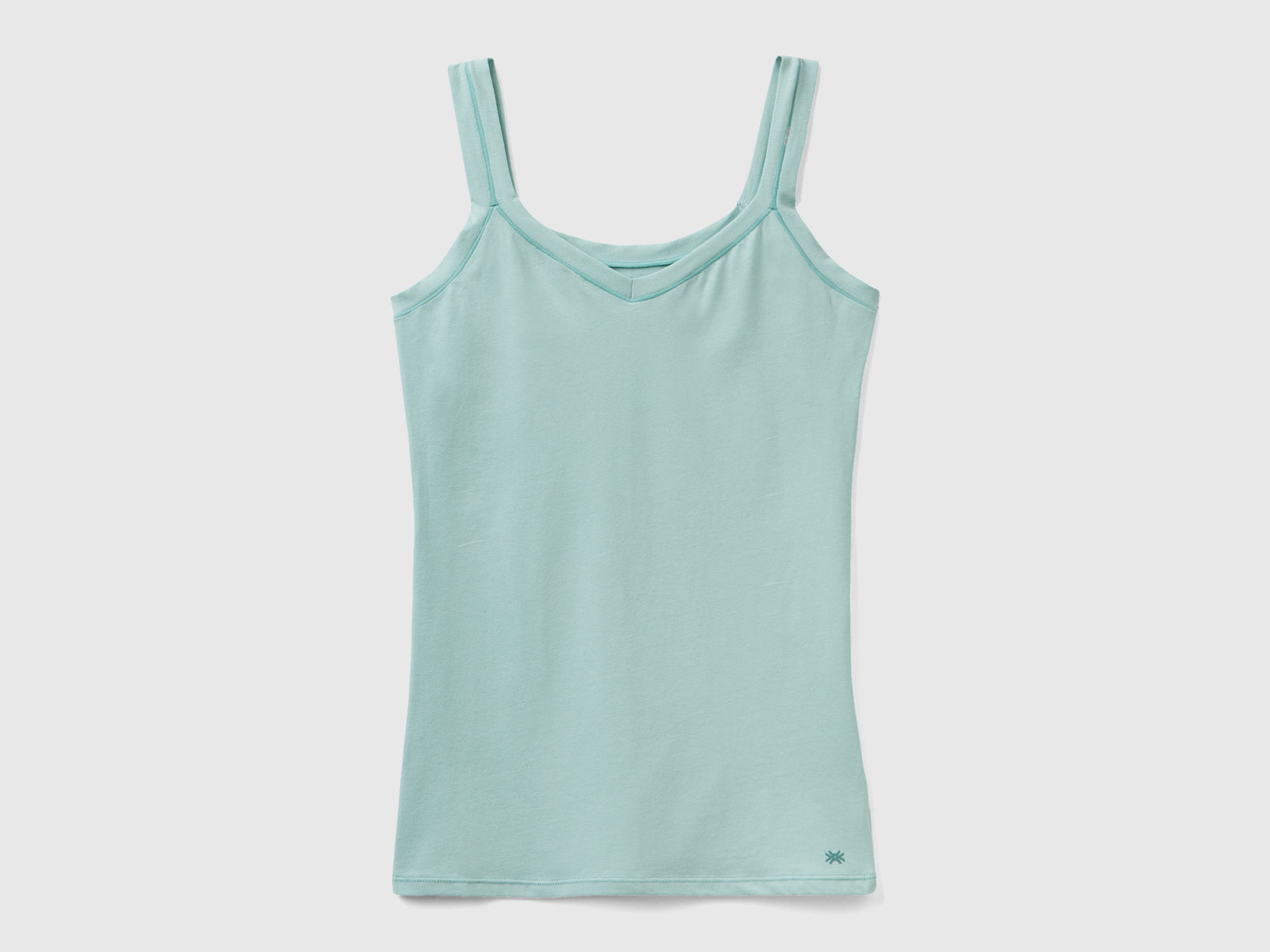 Camiseta sin mangas de algodón orgánico súper elástica da donna verde acqua | Benetton Outlet