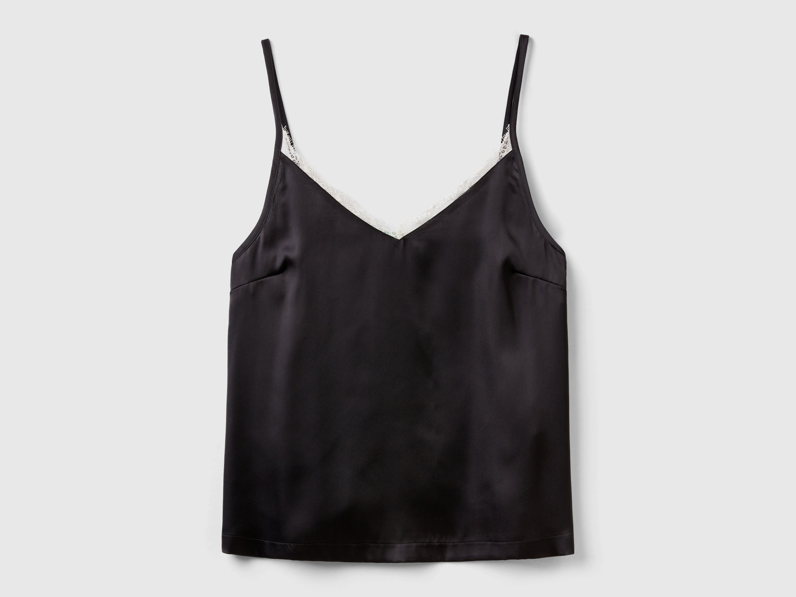 Camiseta de tirantes de satén da donna nero | Benetton Outlet