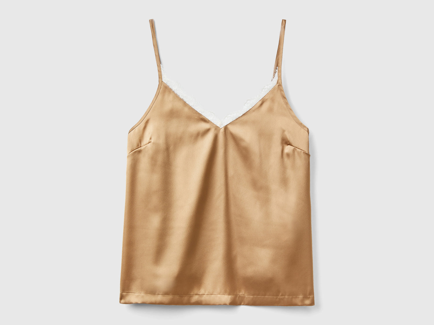 Camiseta de tirantes de satén da donna cammello | Benetton Outlet