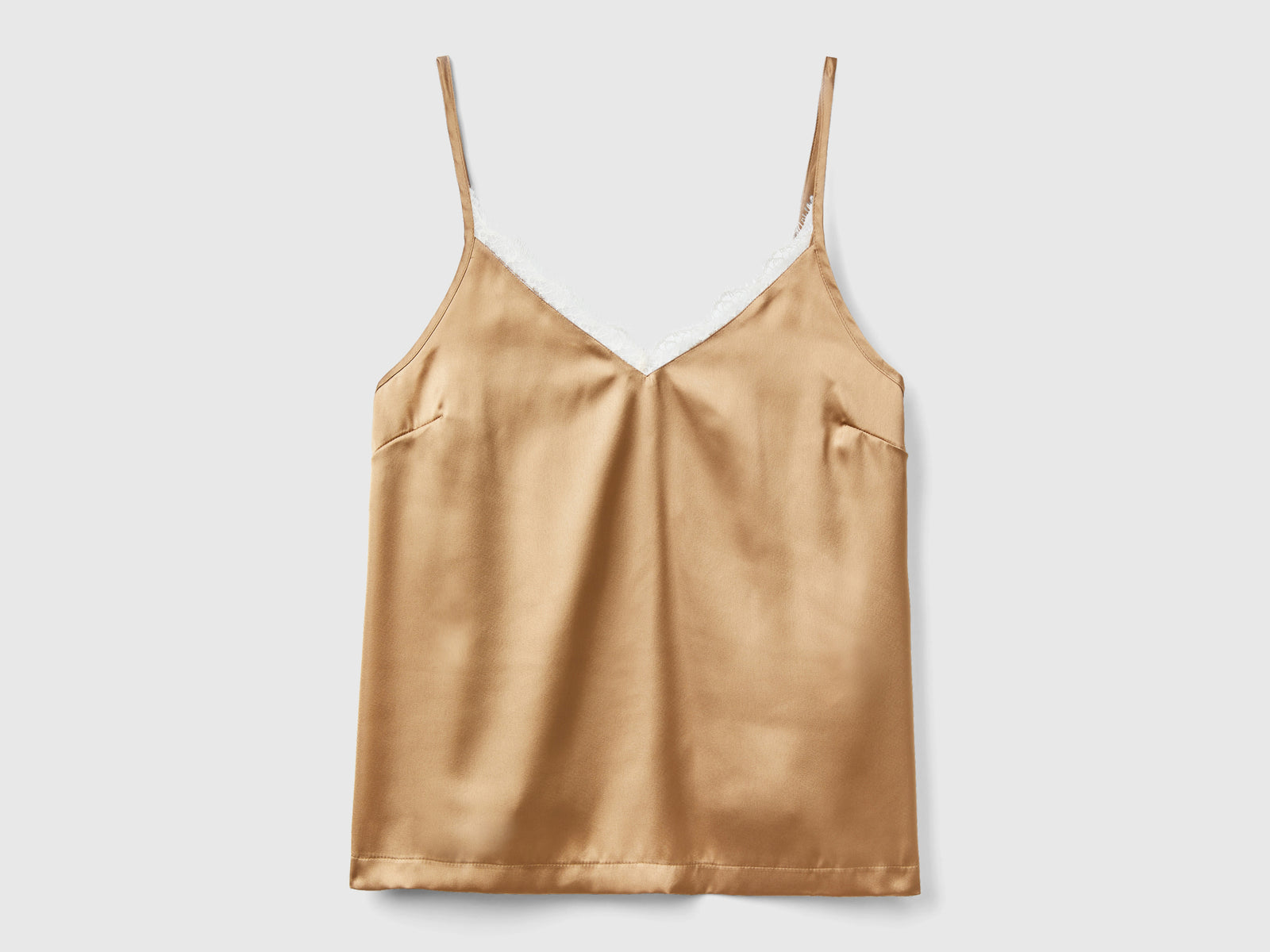 Camiseta de tirantes de satén da donna cammello | Benetton Outlet