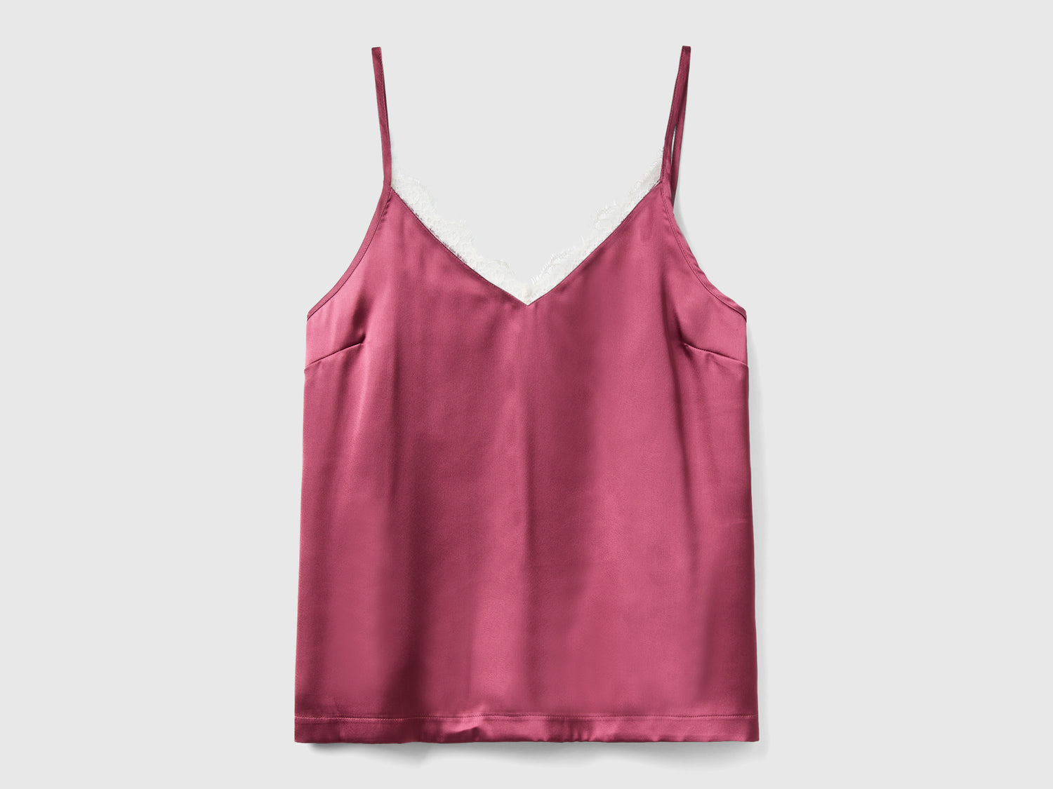 Camiseta de tirantes de satén da donna rosa | Benetton Outlet